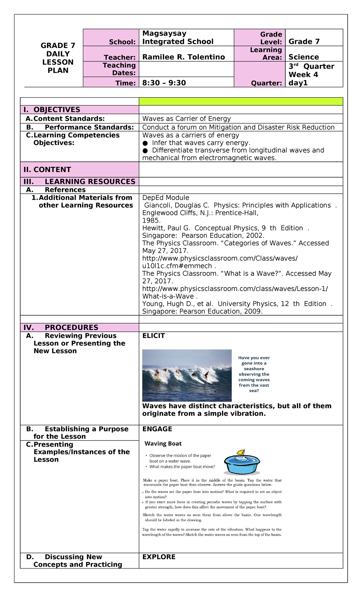 Q1 LE Science 7 Lesson 2 Week 2 - 7 Lesson Exemplar for Science for ...