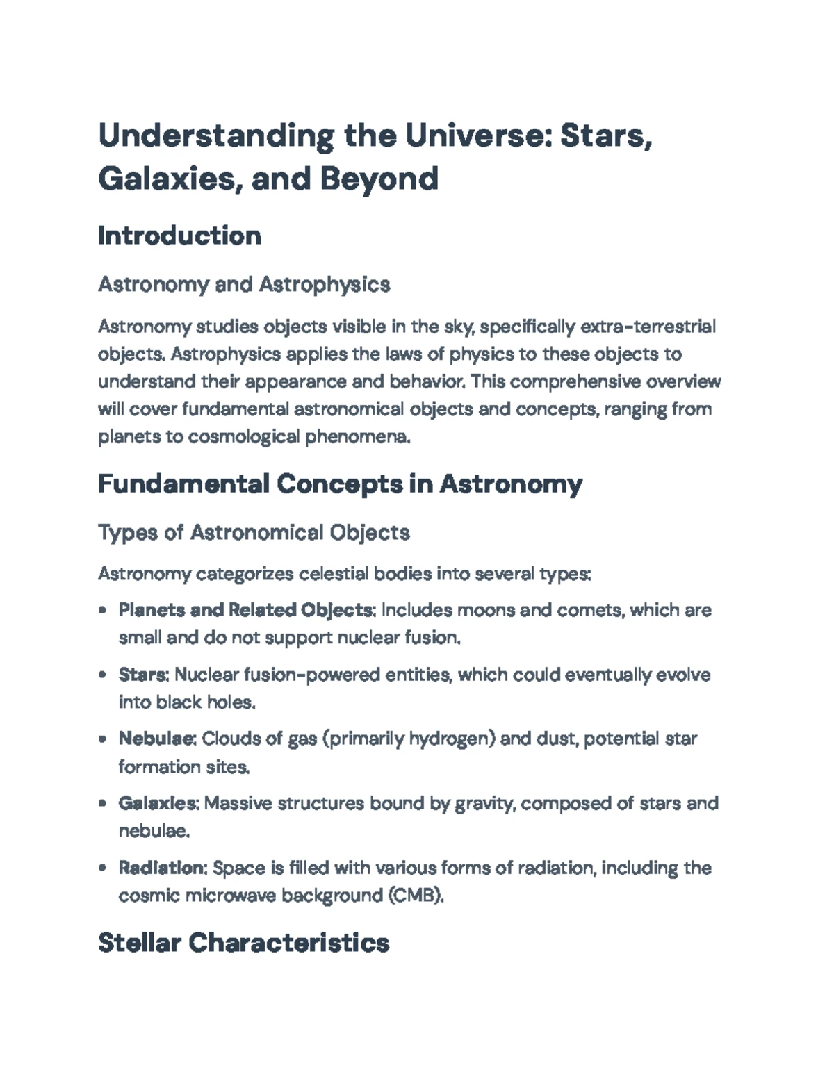 Astrophysical Concepts Overview: Stellar Physics, Cosmology ...