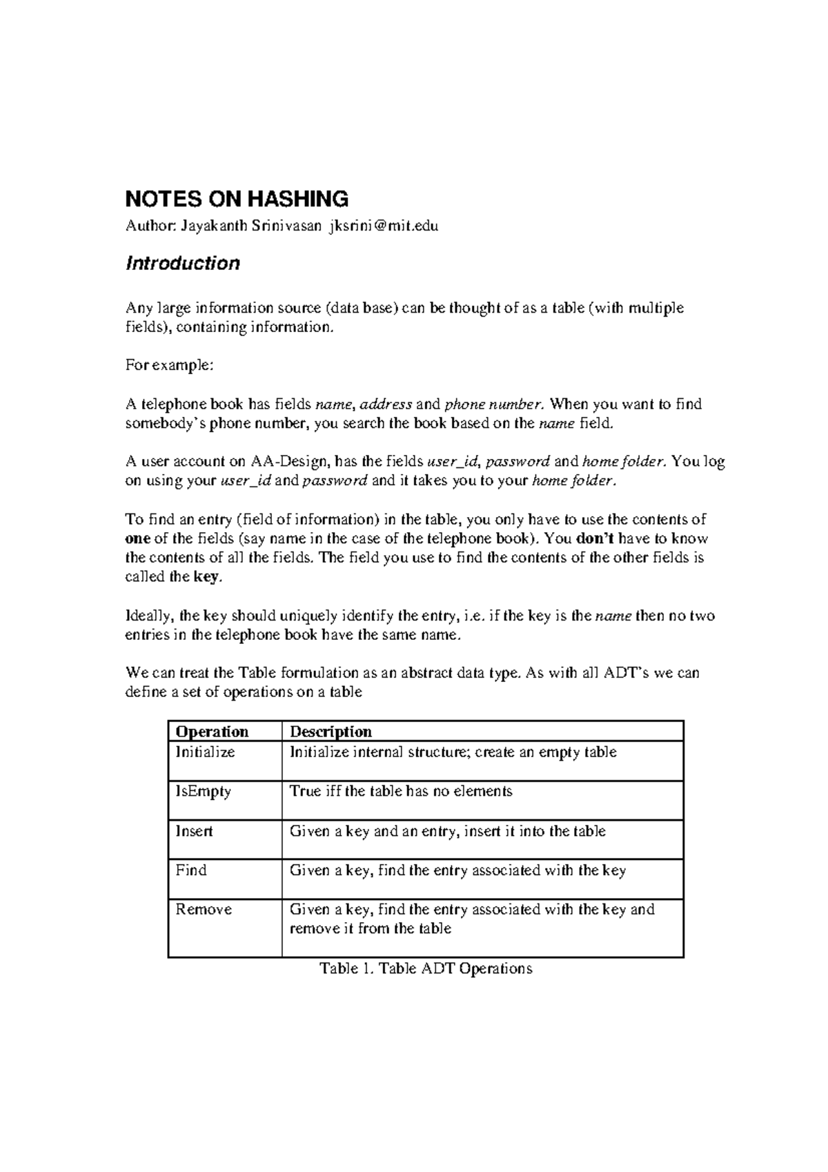 Hashing - Nice note really helpful for your studys - NOTES ON HASHING ...