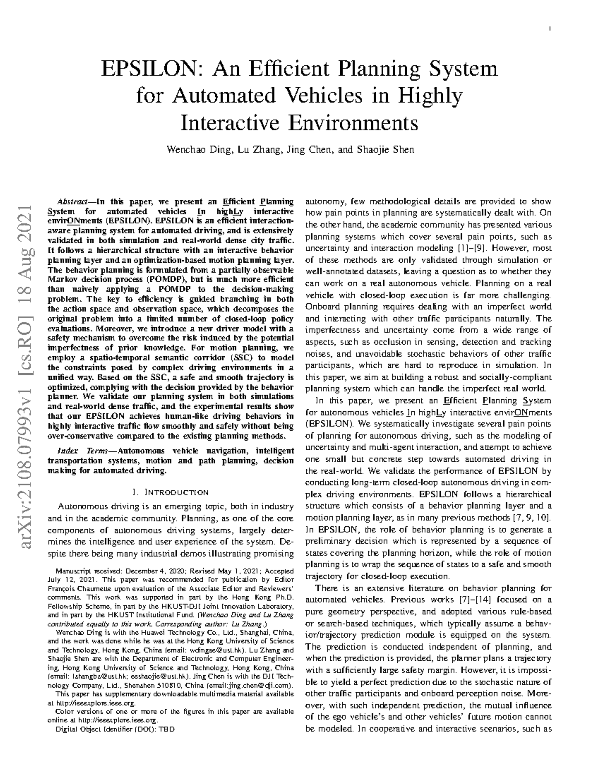 EPSILON: Efficient Planning for Automated Vehicles in Interactive ...