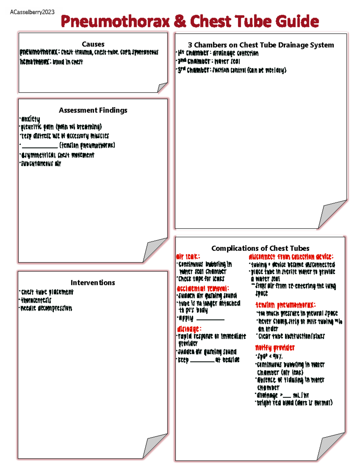 Pneumothorax & Chest Tube Management Guide (ACasselberry2023) - Studocu