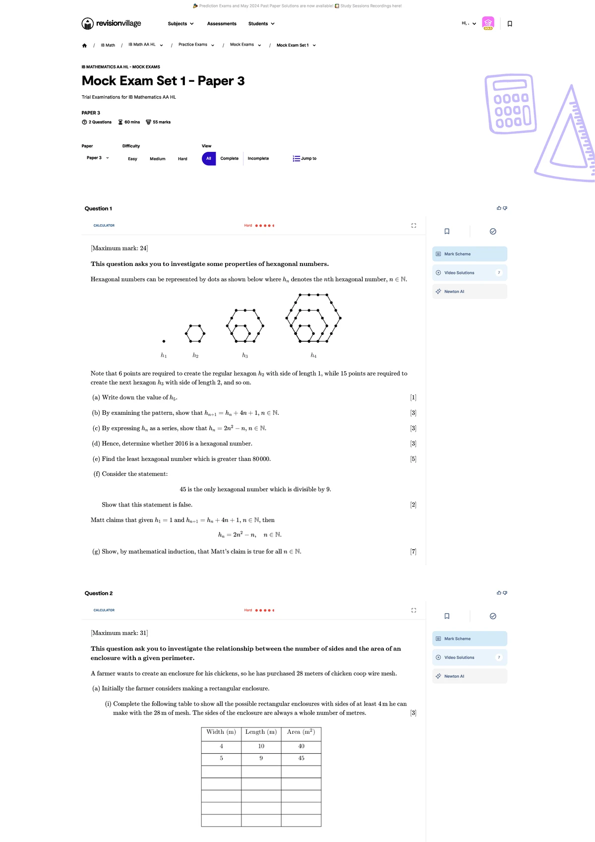 IB Math AA HL - Mock Exam Set 2 Paper 1 Solutions and Study Resources ...
