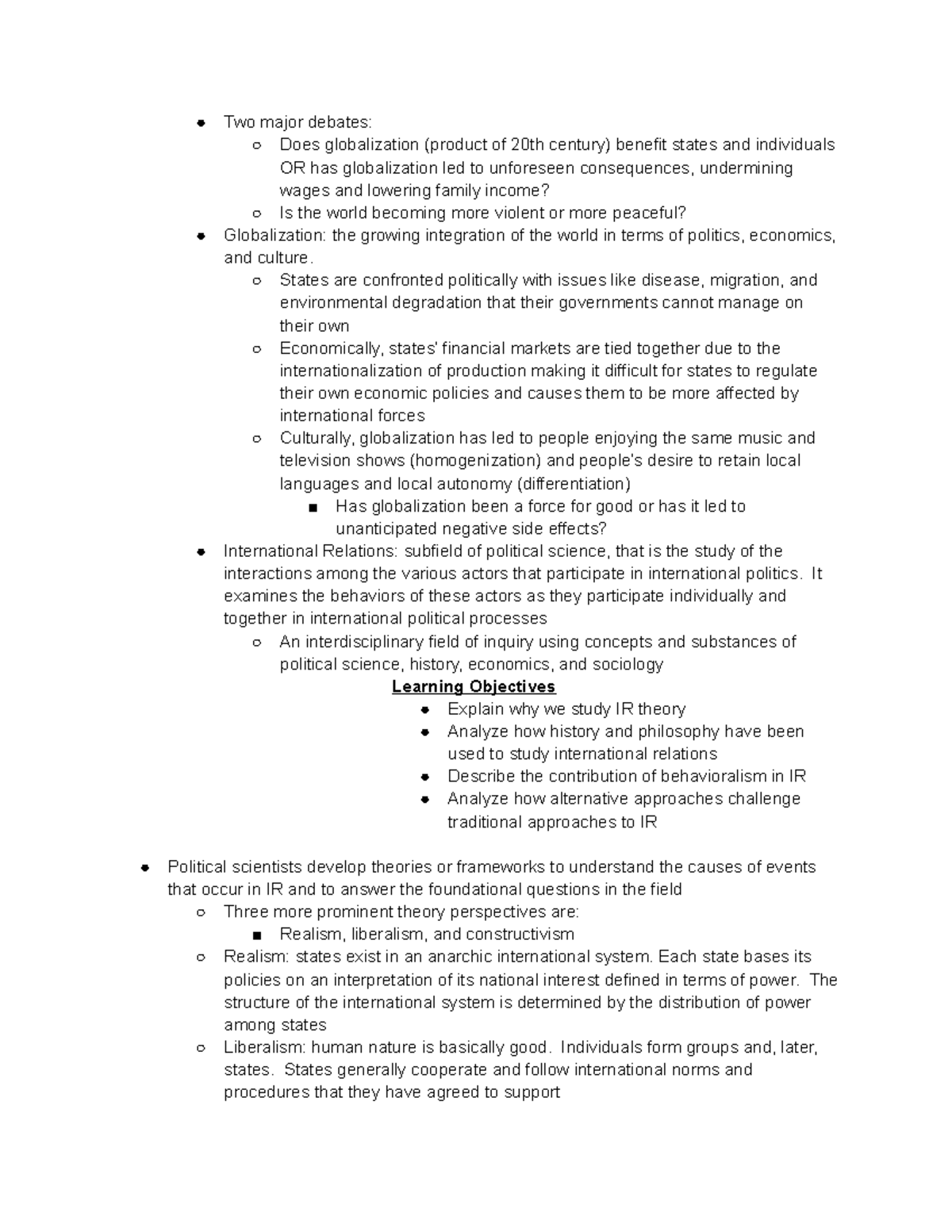 Chapter 1 for Global Politics - Two major debates: Does globalization ...