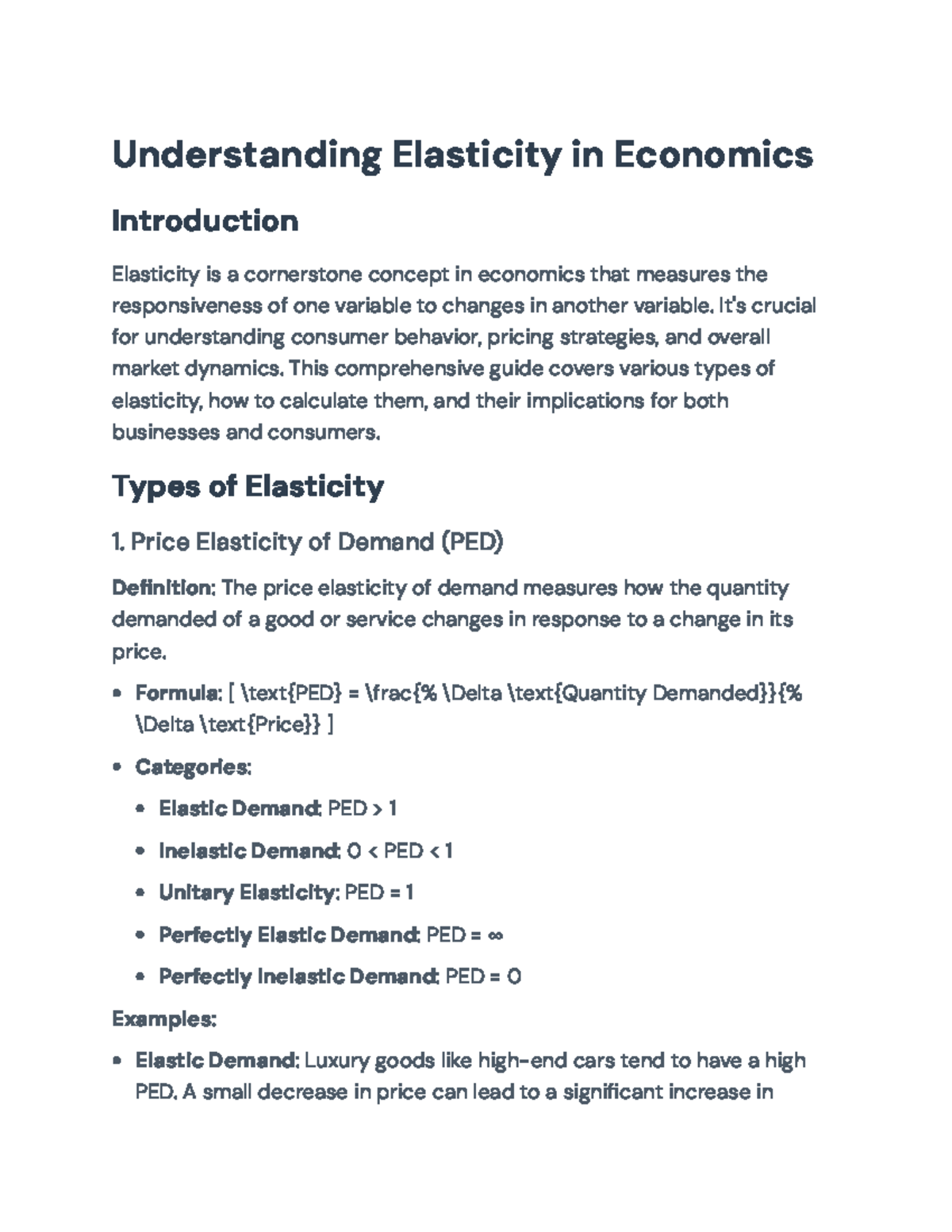 Understanding Elasticity in Economics: Types, Calculations ...
