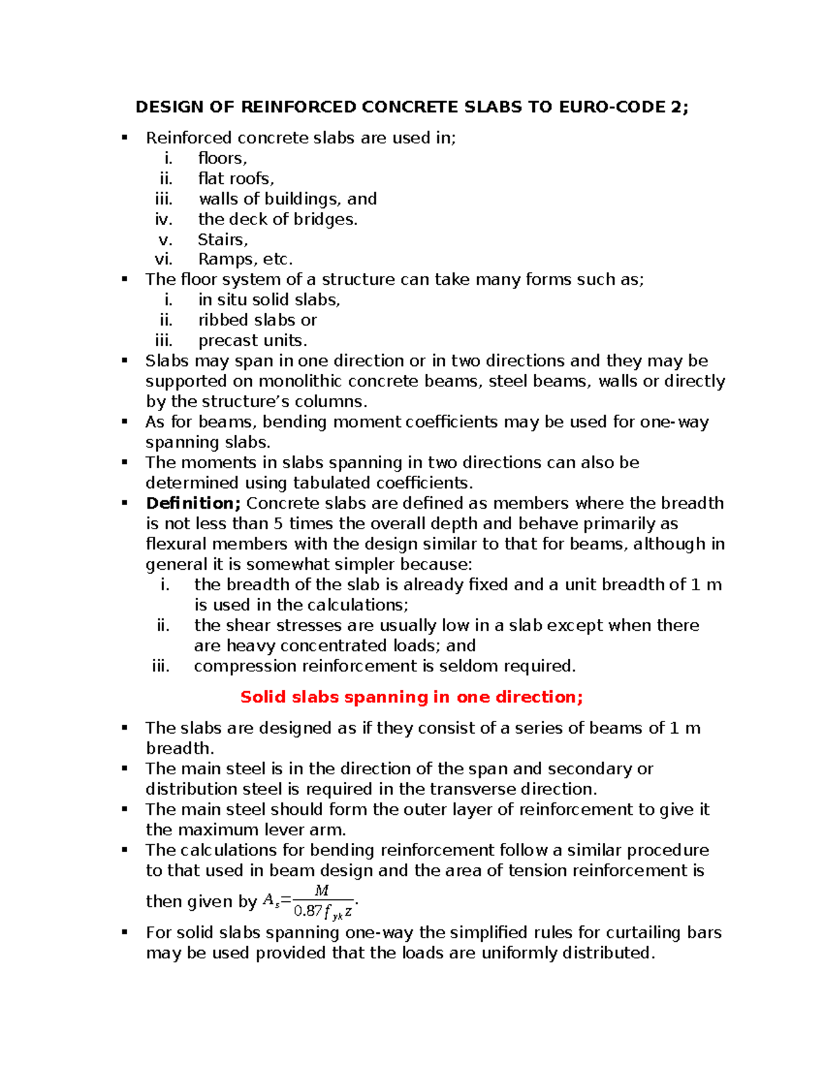 Design of Reinforced Concrete Slabs: Lesson Notes - Studocu