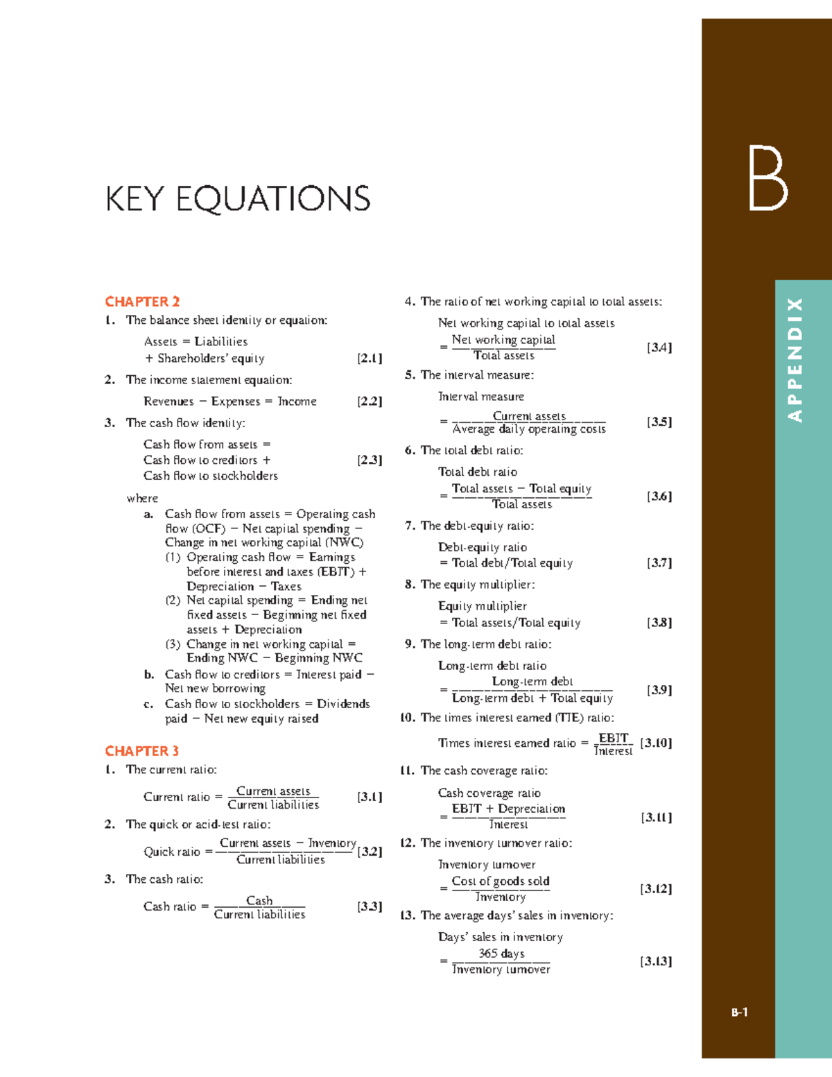 Key equations - Equation - B A P P E N D I X B- ####### CHAPTER 2 The ...