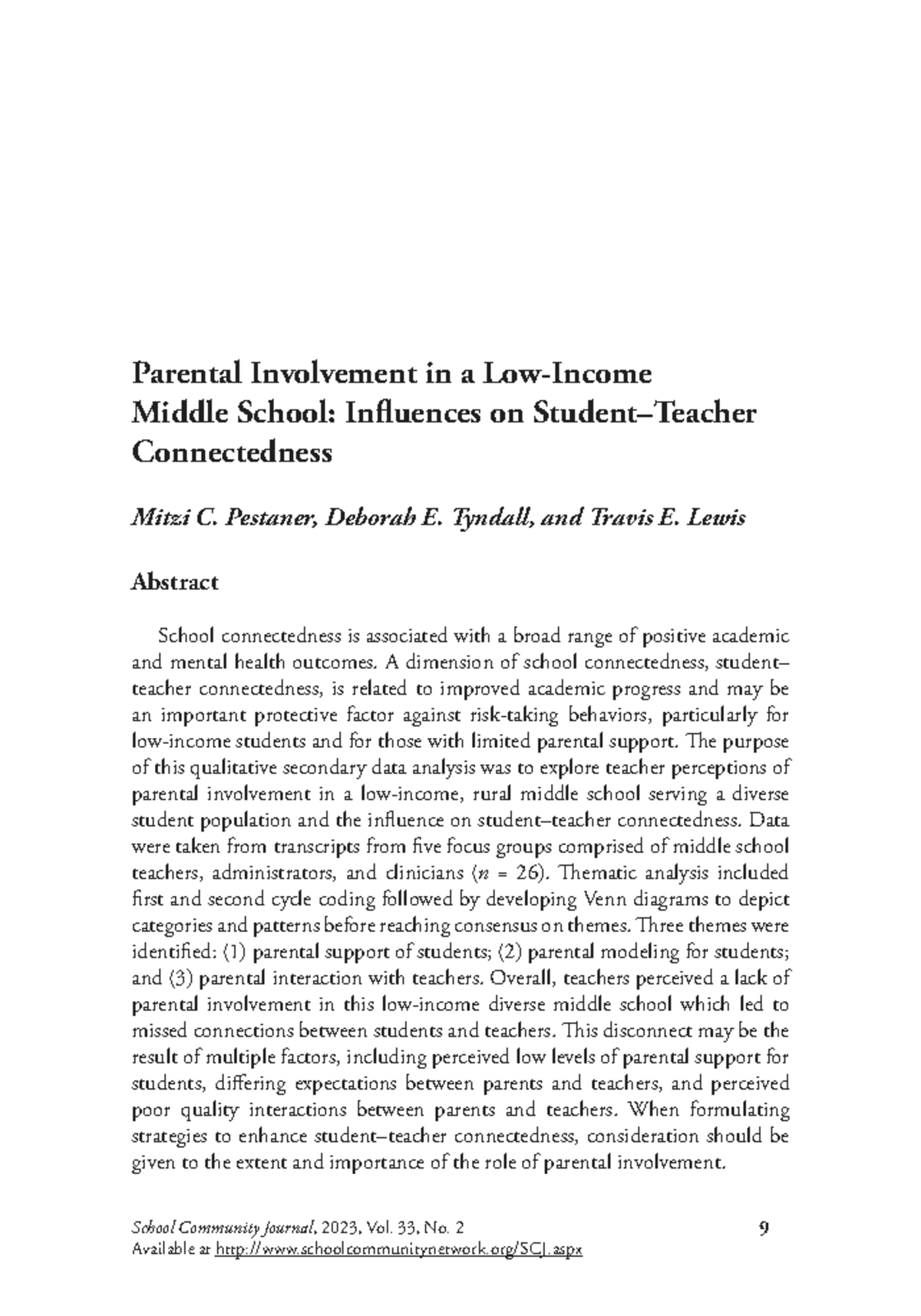 Enhancing Parental Involvement in Middle School: A Qualitative Study ...