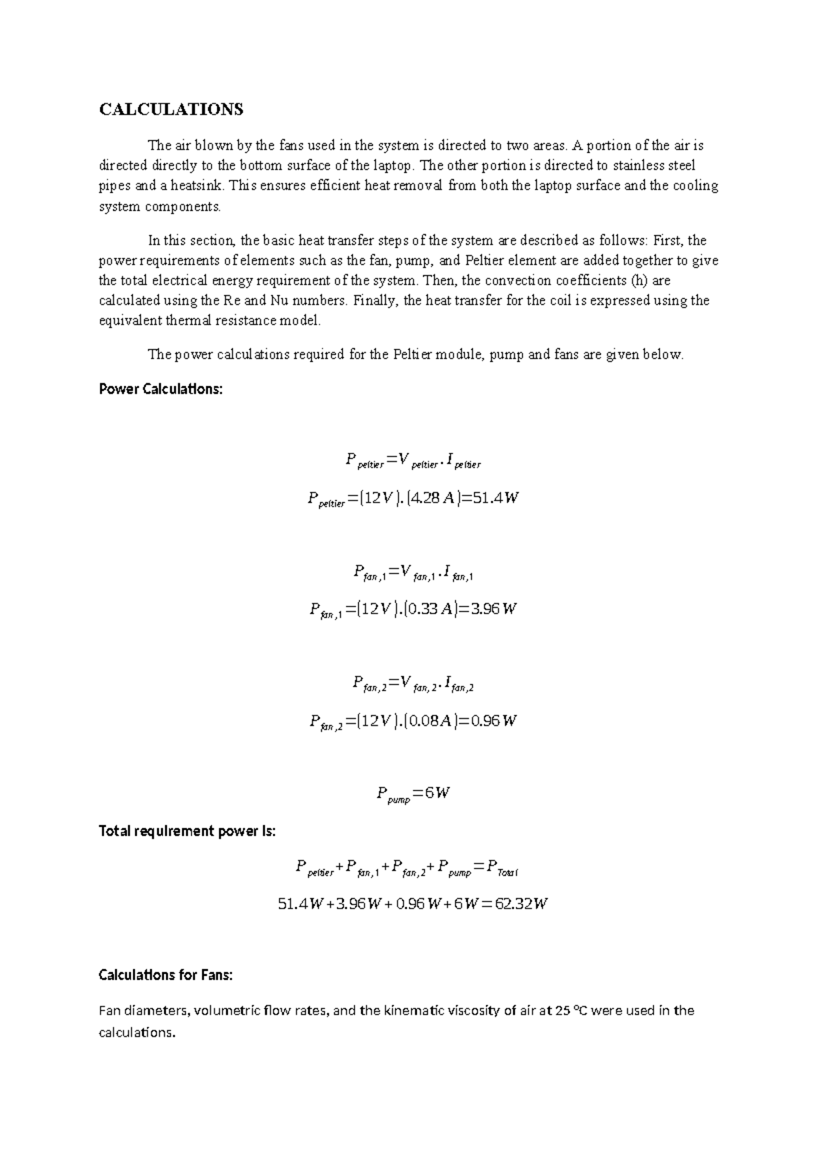 CALC - Power & Heat Transfer Calculations in Mechatronics Systems - Studocu