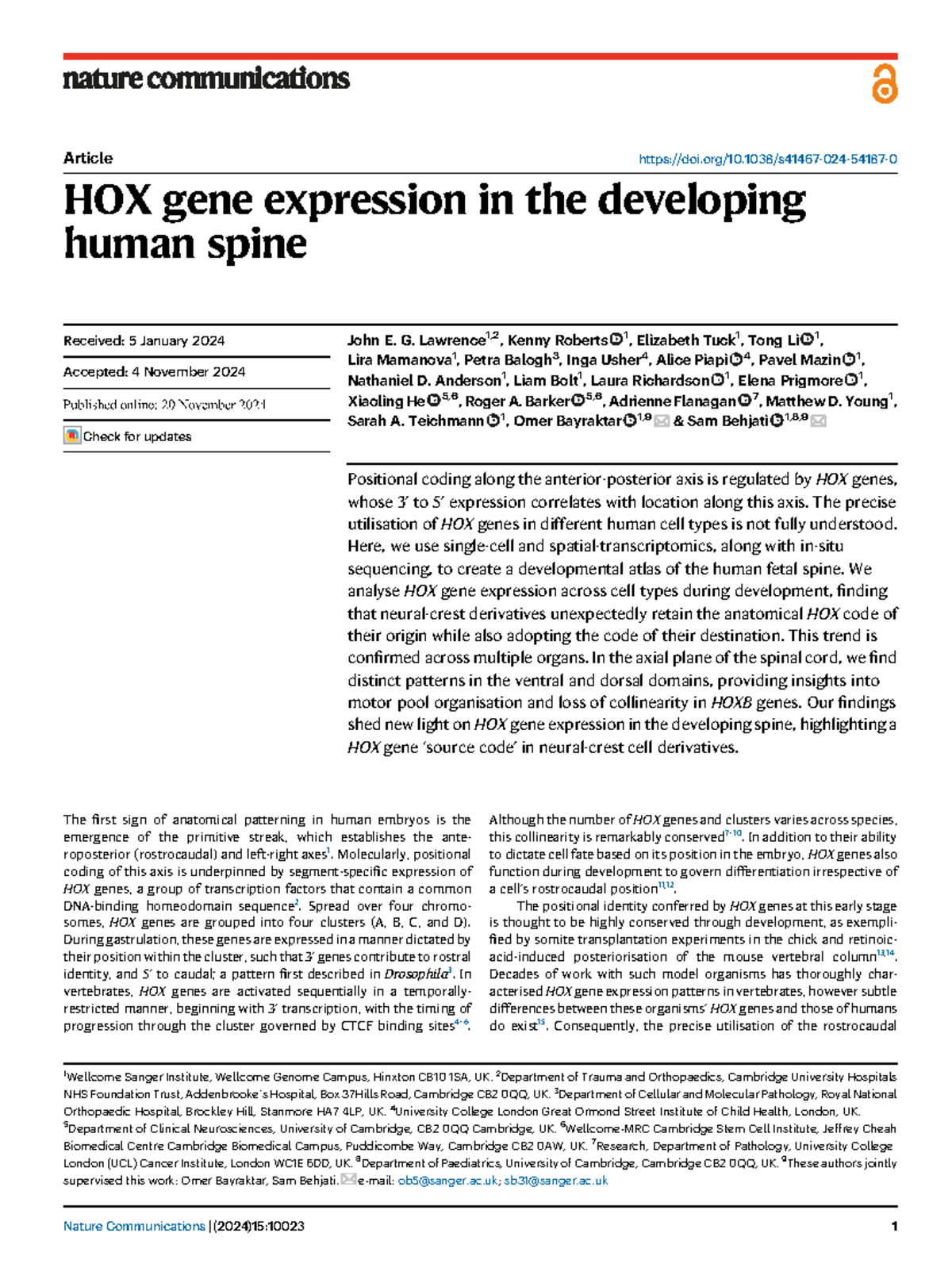 Hox Gene Expression in the Developing Human Spine: Insights and Atlas ...
