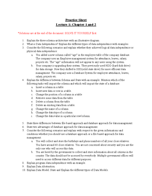 2. CSE370 Chapter 3 - ER [Practice sheet] - Practice Sheet Chapter 3 ...