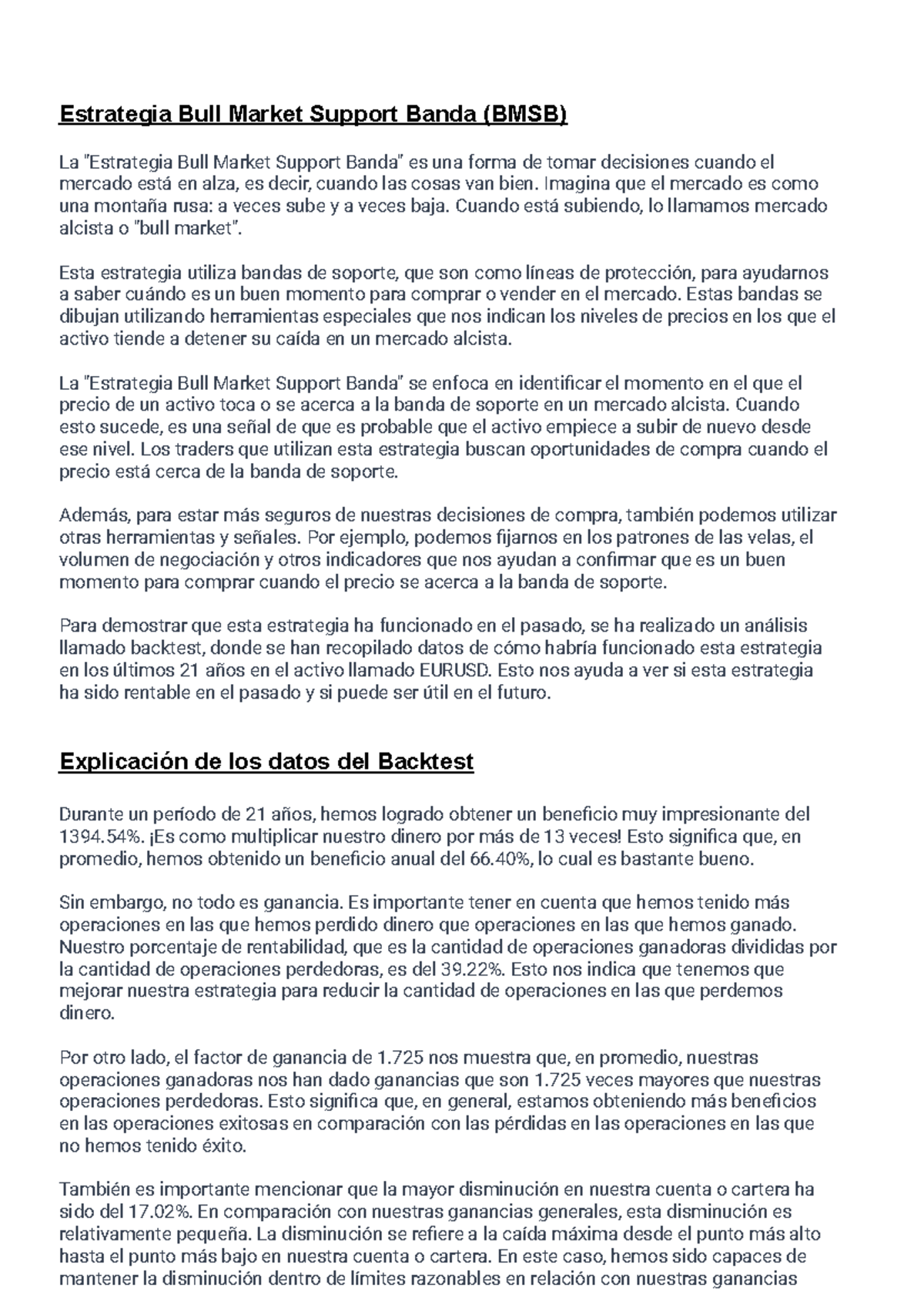 Estrategia BMSB: Análisis y Rentabilidad en Mercados Alcistas - Studocu