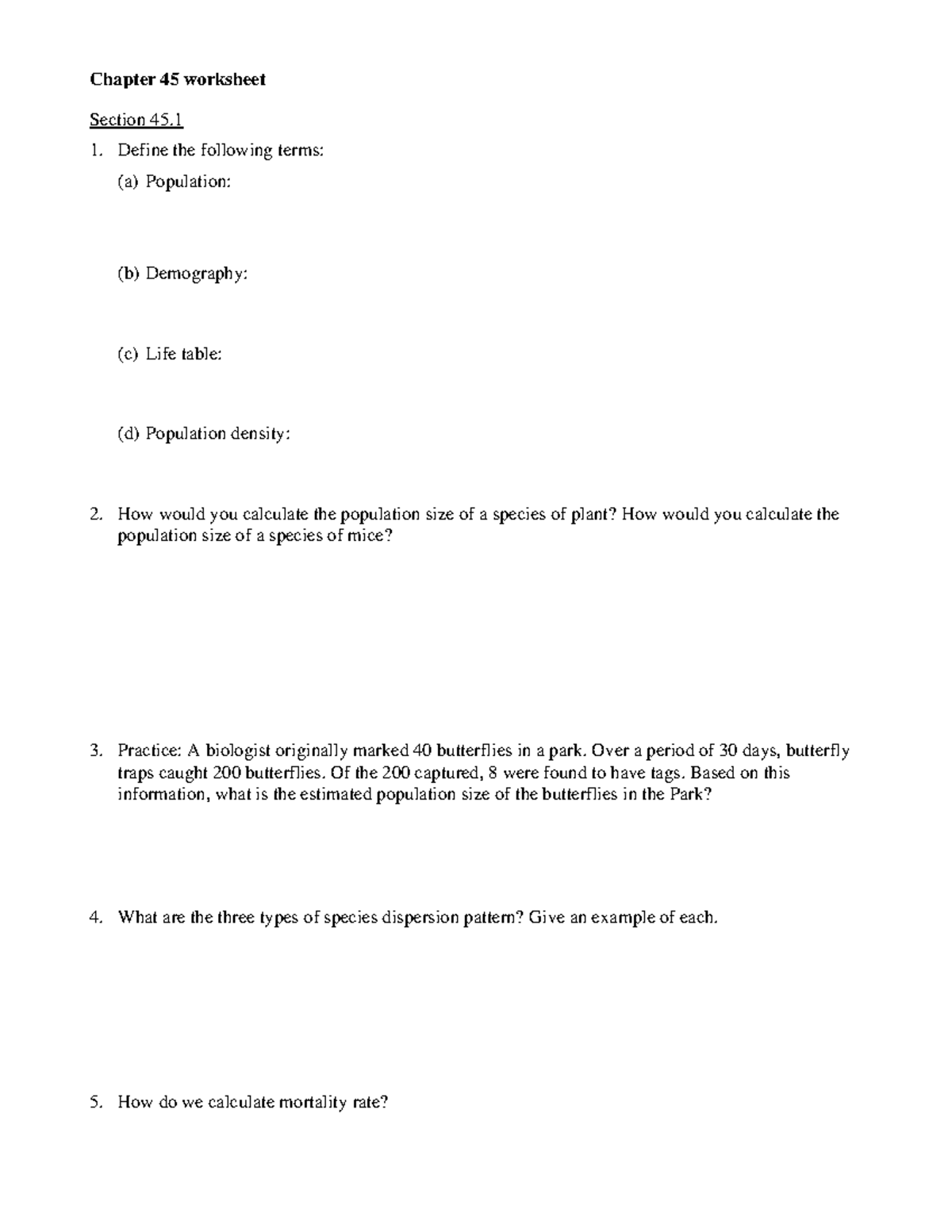 Chapter 45 Worksheet - Population Dynamics and Species Interactions ...