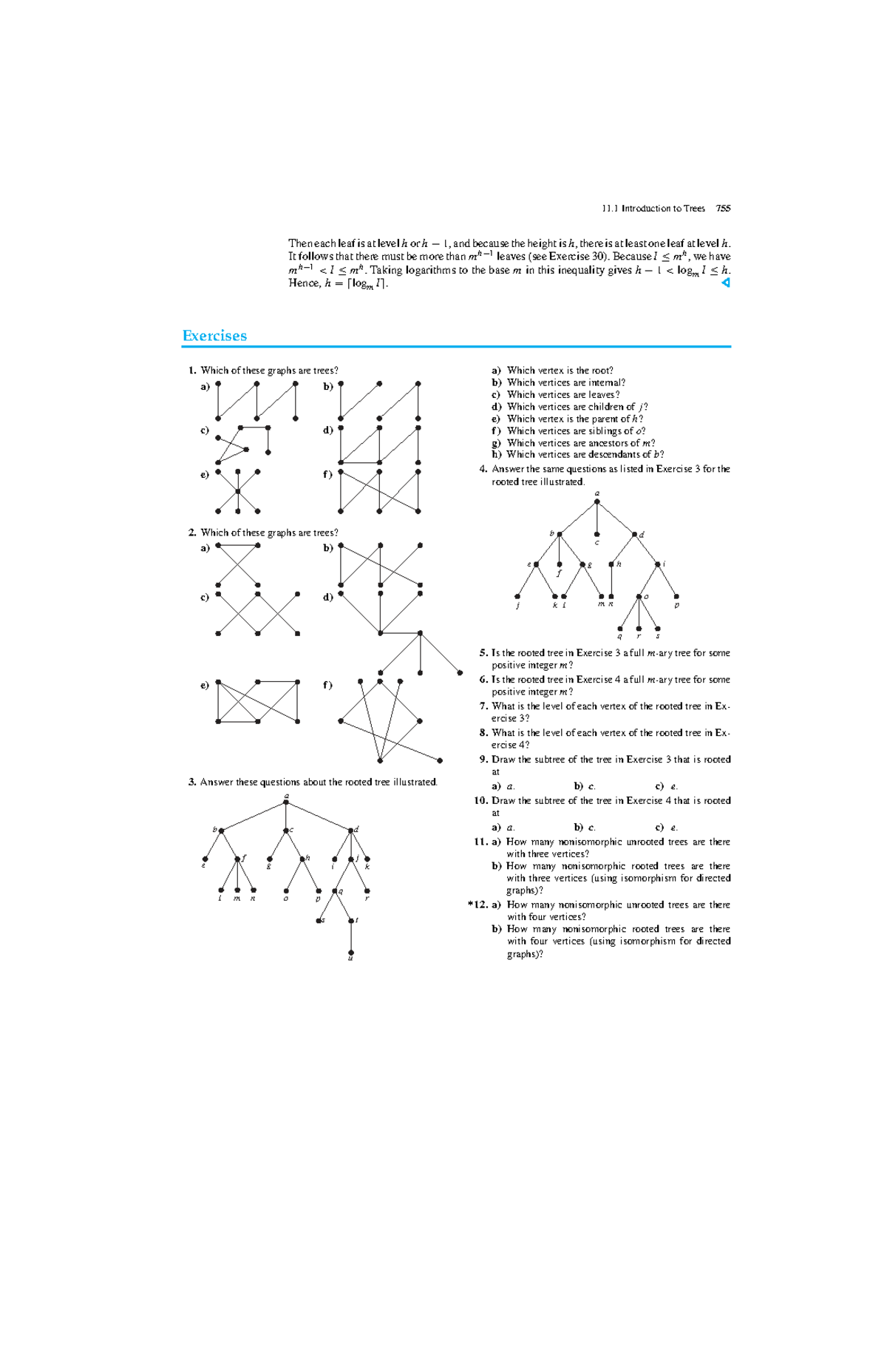 Rosen 755 - Introduction to trees and related exercises - Studocu