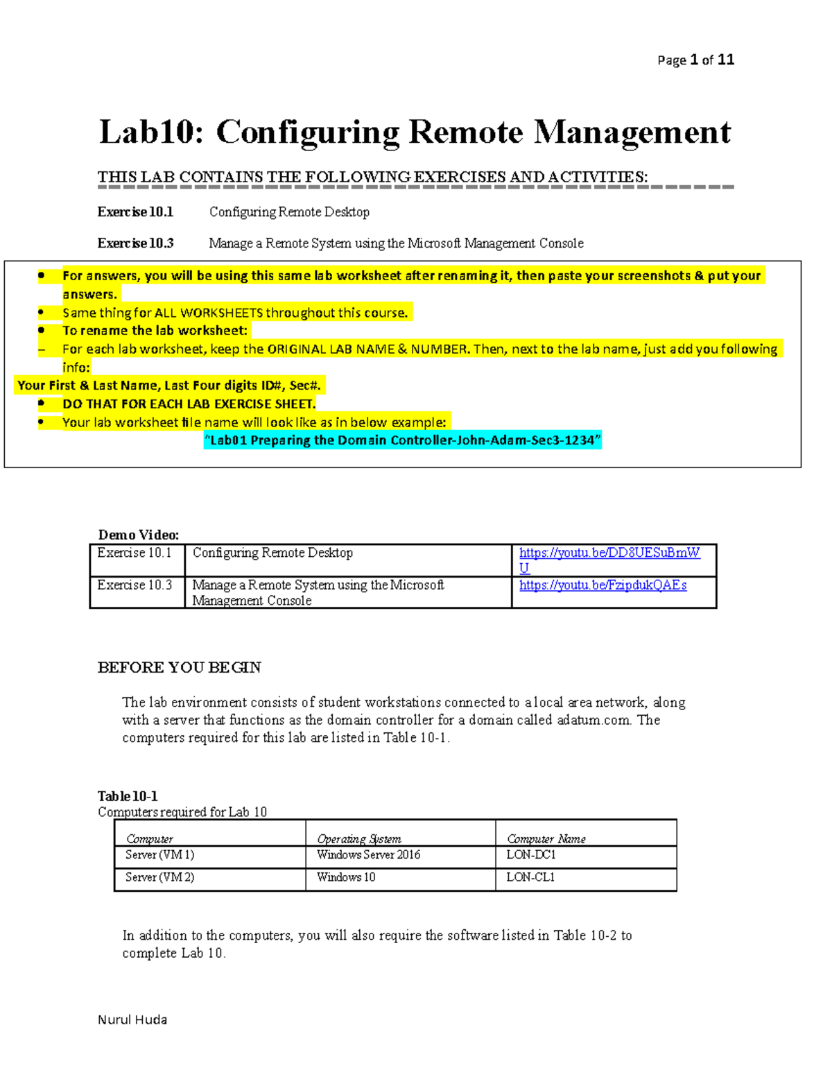 Lab10: Remote Management Configuration and Exercise Overview - Studocu