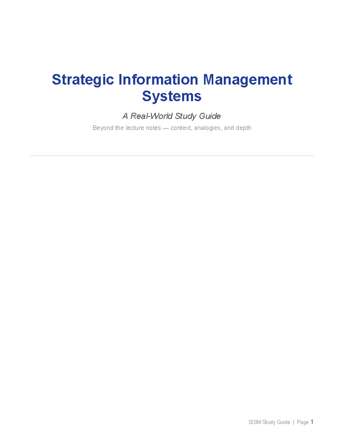 SISM Enriched Study Guide: Strategic Information Management Systems ...