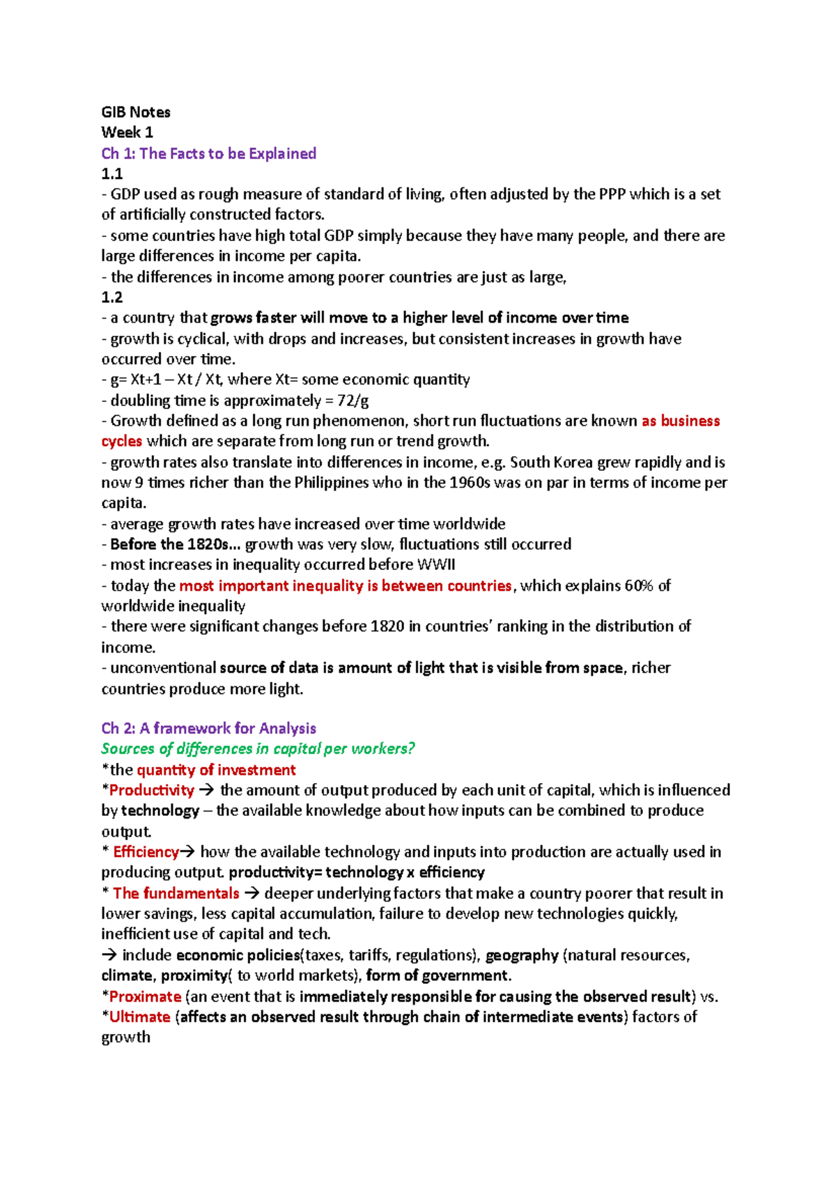 GIB 101: Summary of Growth, Institutions, and Business Notes by Week ...