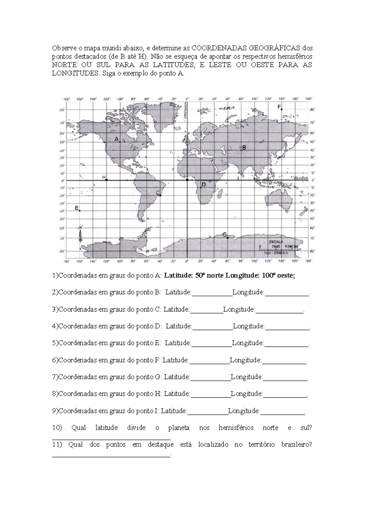 Atv. Exercício 6° Ano 2° Bim - Coordenadas Geográficas e Fusos - Studocu