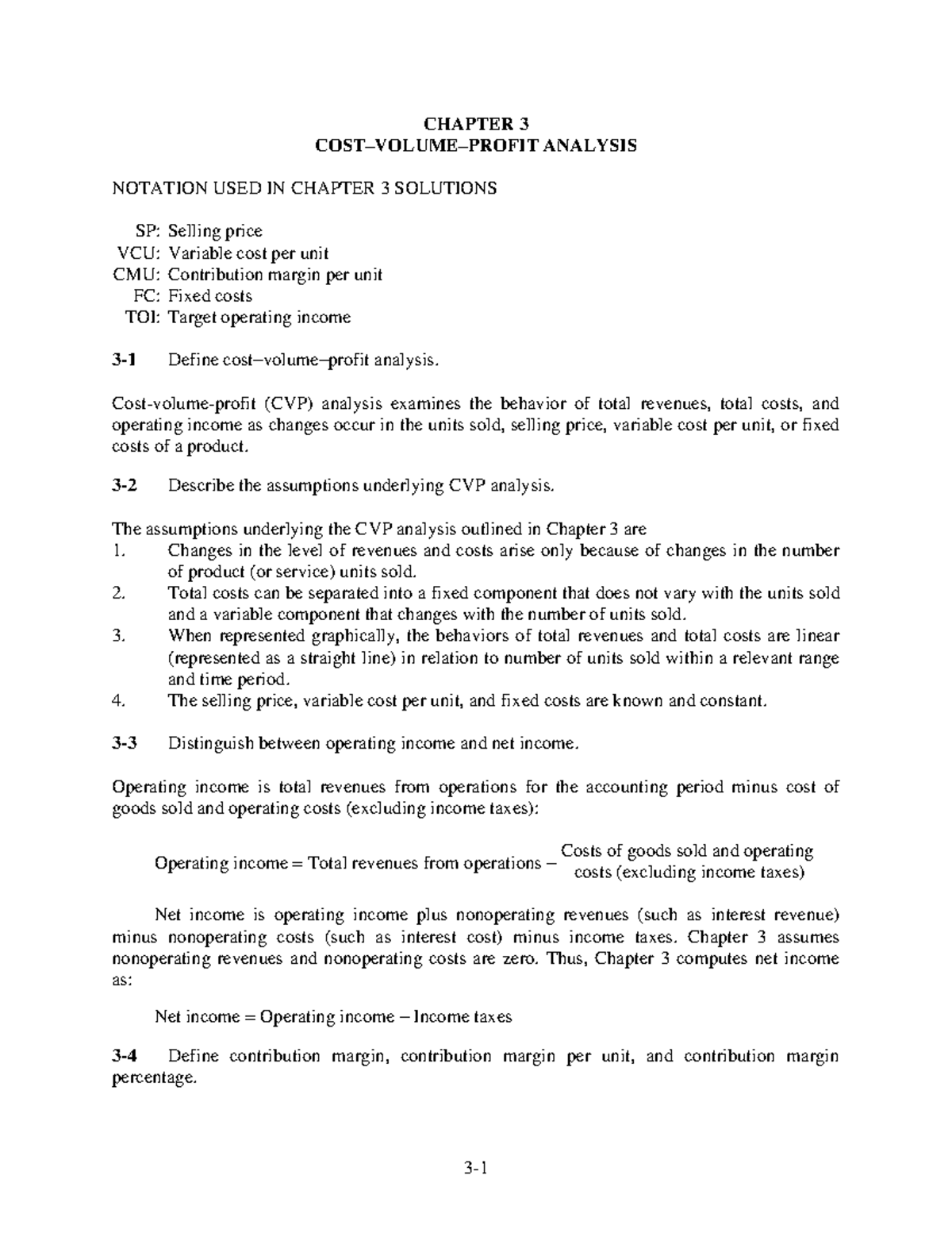 Chapter 3 Answer Key - Cost-Volume-Profit Analysis (CVP Analysis) - Studocu