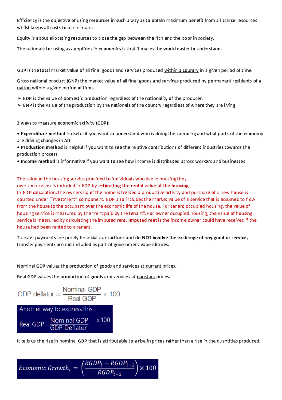 Macro notes - Efficiency is the objective of using resources in such a ...