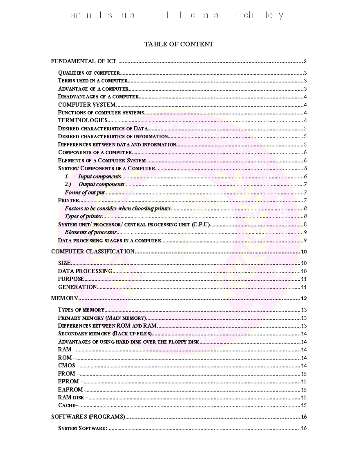 ICT Secretarial Notes: Fundamentals of Computer Systems and Software ...