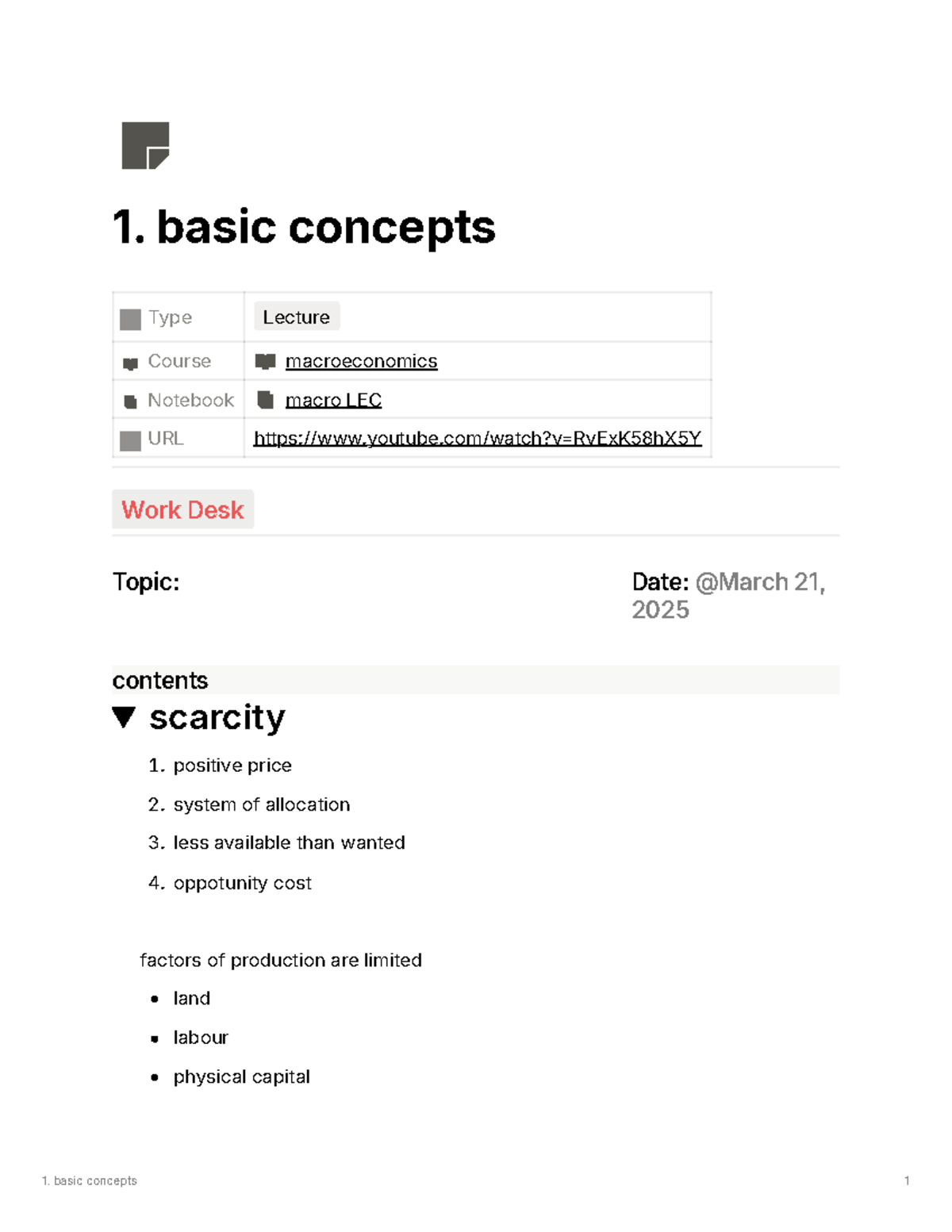 ECON1102 Mankiw Week 1 Lecture Notes: Basic Concepts in Macroeconomics ...