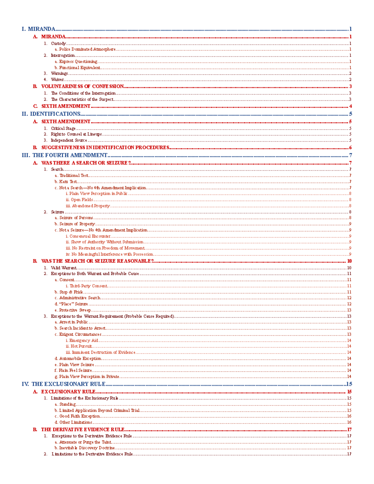 Criminal Procedure Outline (CRIM 101): Key Concepts and Case Law - Studocu