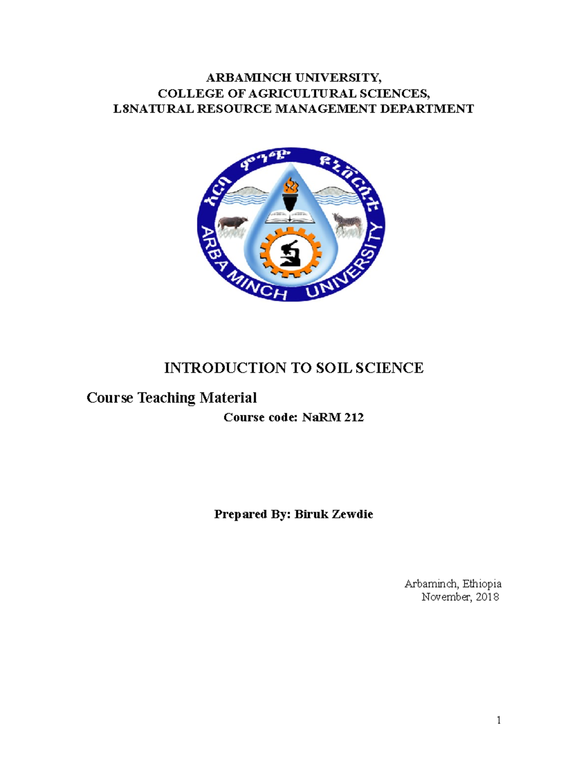 Class Notes - NaRM 212: Introduction to Soil Science Overview - Studocu
