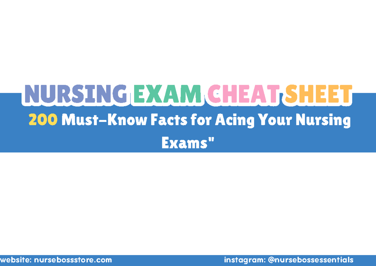 NURS 101: Comprehensive Nursing Exam Cheat Sheet for Success - Studocu