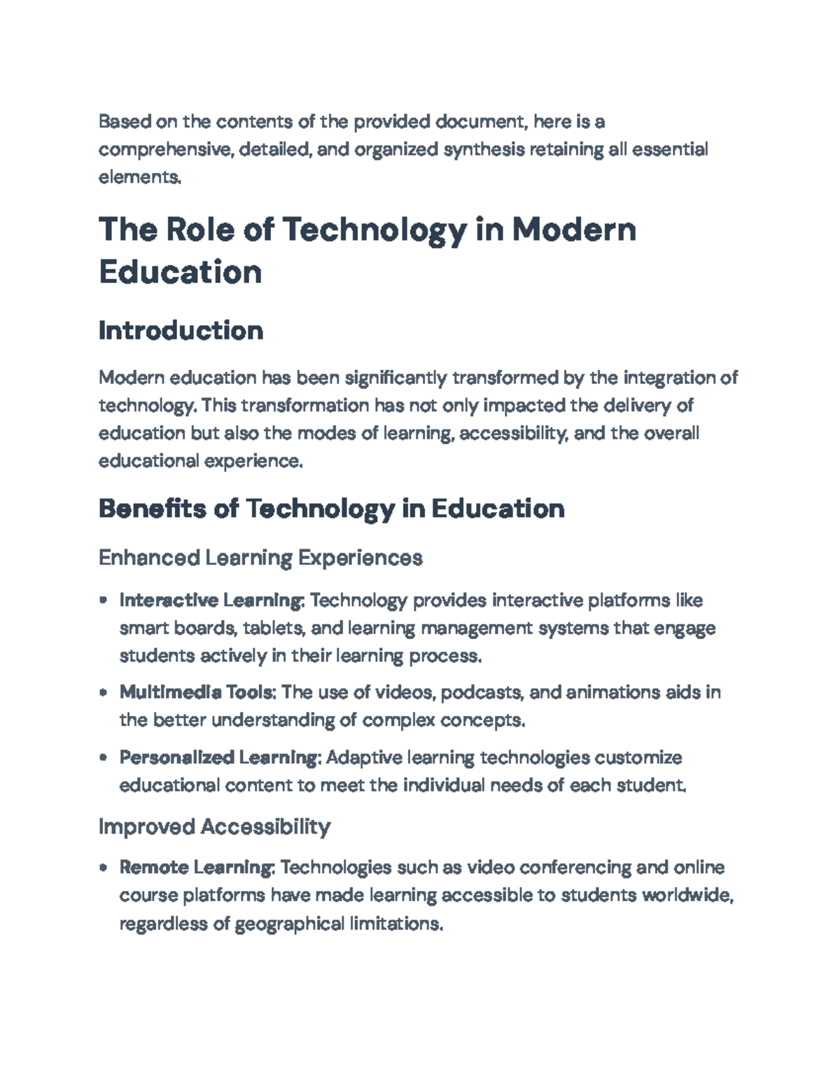 The Impact of Technology on Education: Insights & Challenges - Studocu