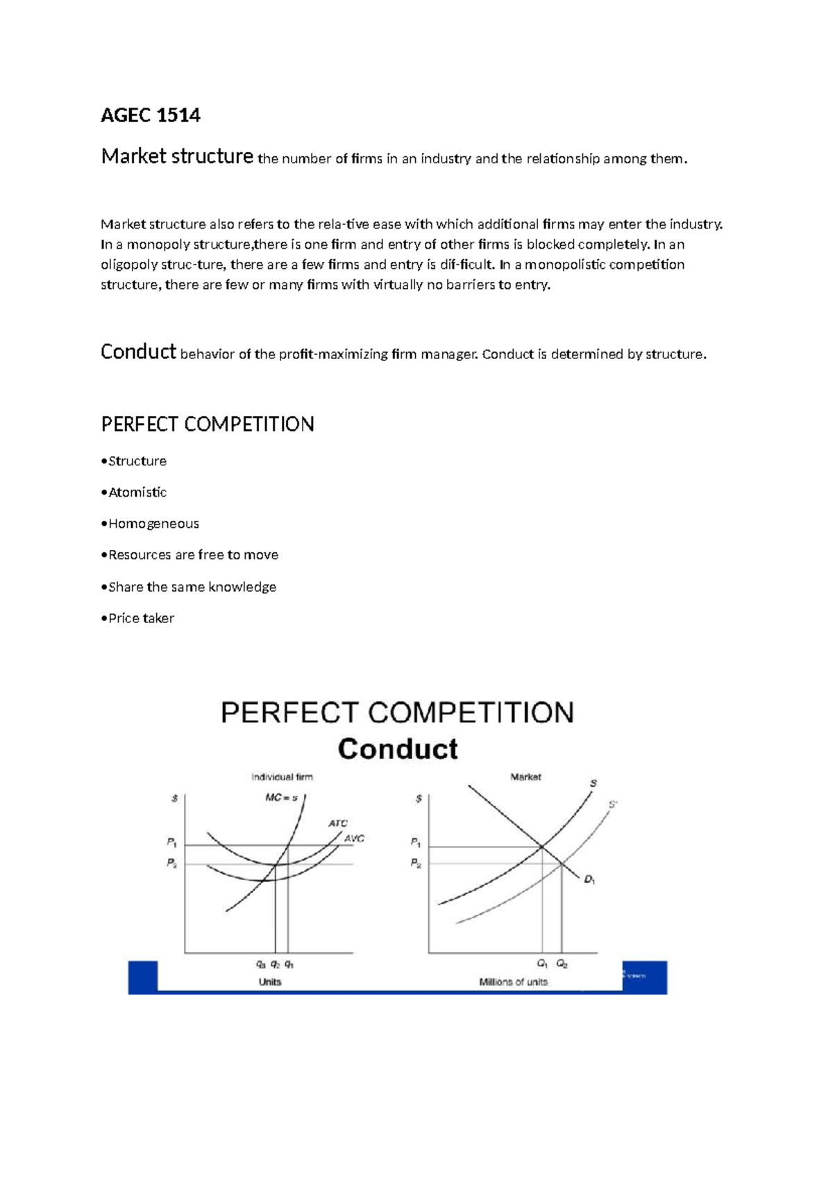 AGEC 1514 Chapter 7 Notes: Market Structures and Firm Behavior Analysis ...