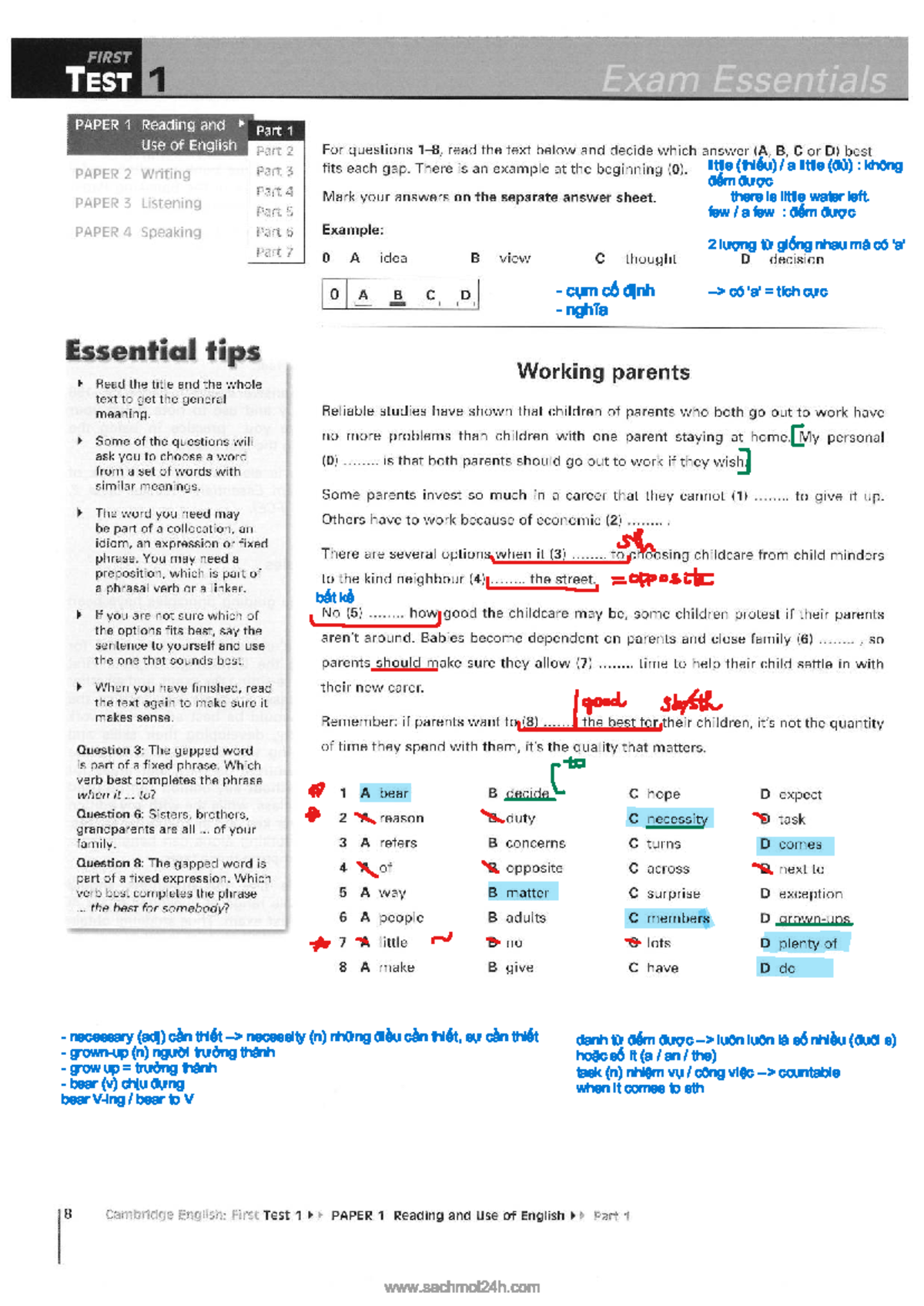 FIRST Exam Essentials: TEST 1 - Reading, Writing, Listening, Speaking ...