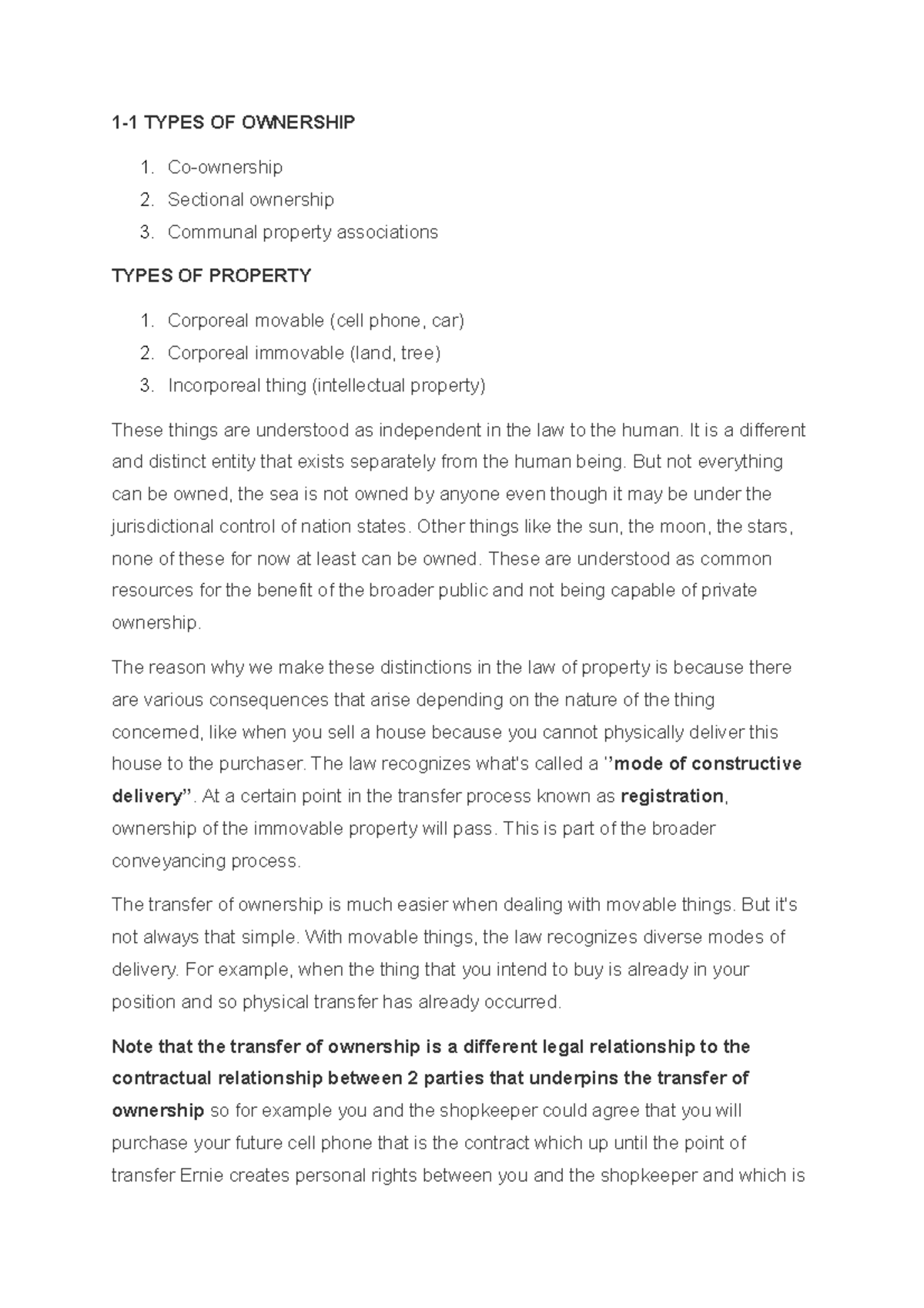 1-1 Introduction to Property & Ownership Concepts in Law - Studocu