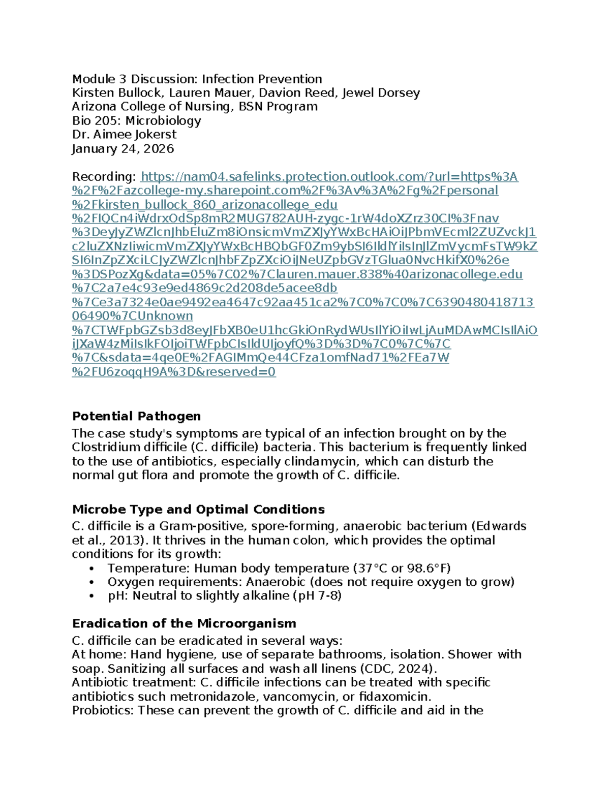 Bio 205: Module 3 Discussion on Infection Prevention - Studocu