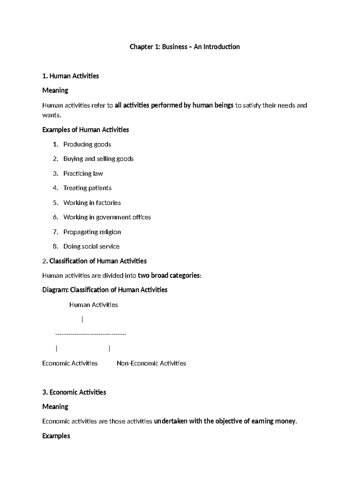 Chapter 1: Introduction to Business Activities (BUS101) - Studocu