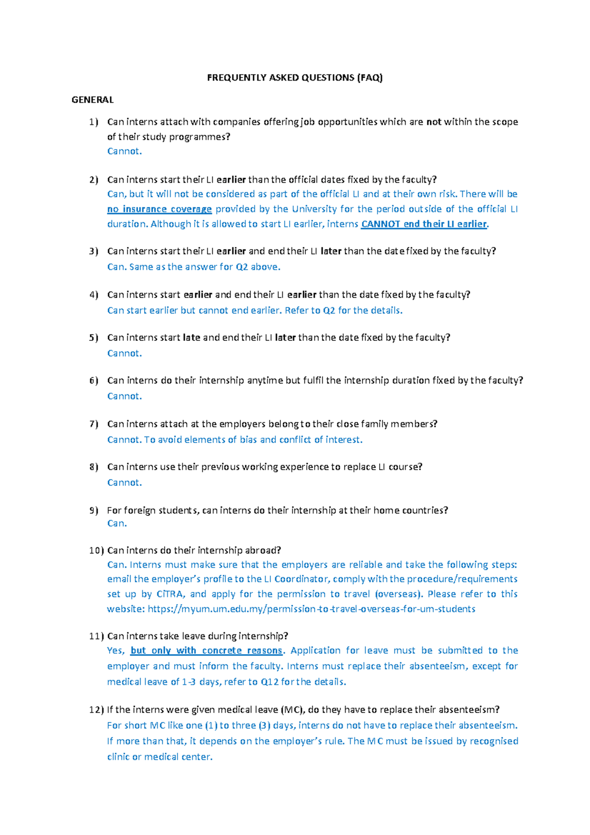 Internship LI FAQs: Essential Information for Students - Studocu