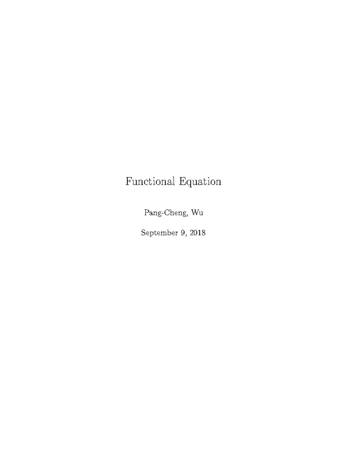 Functional Equations in Calculus (Supplement) - Wu September 2018 - Studocu