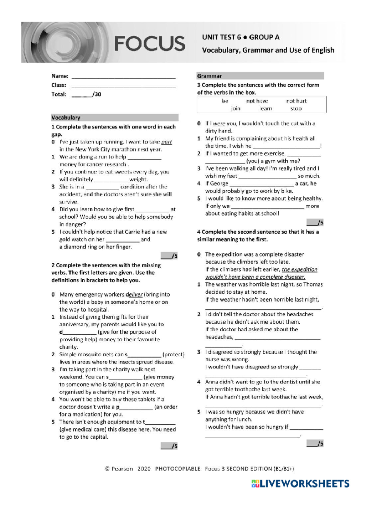 UNIT TEST 6 GROUP A: Vocabulary, Grammar, and Use of English - Studocu