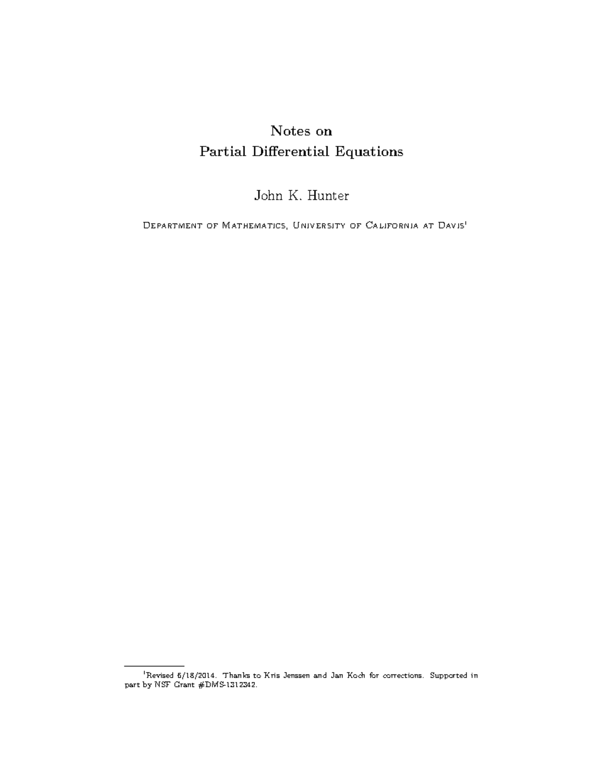 PDE Notes for Math 101: Insights into Partial Differential Equations ...