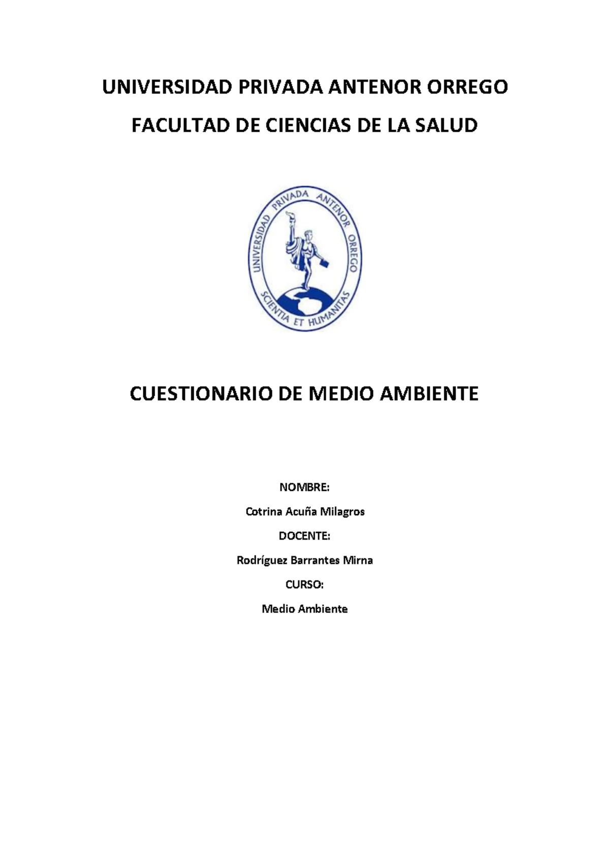 Examen Parcial: Medio Ambiente y Desarrollo Sostenible 2023 - Studocu