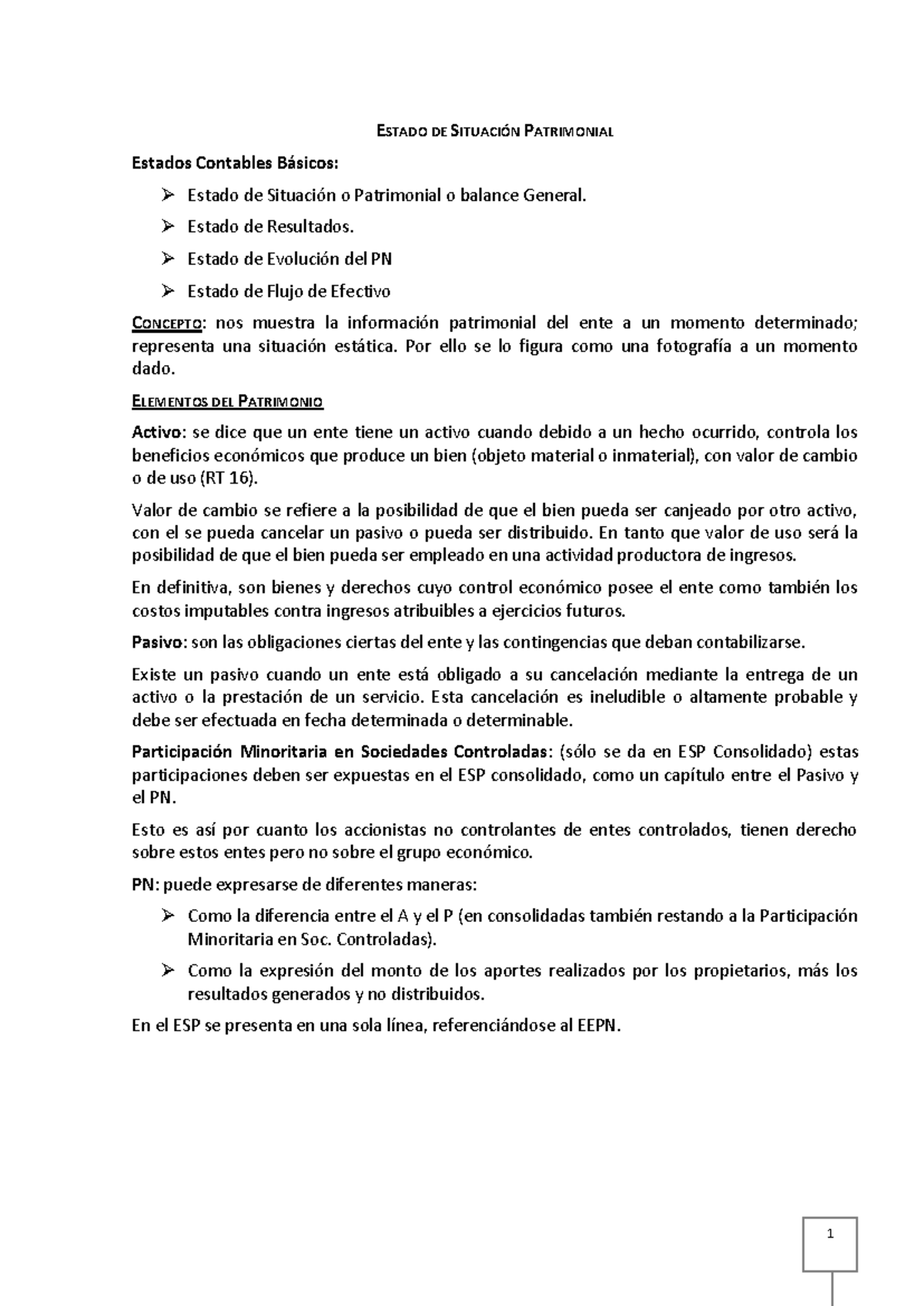 EECC: Particularidades del Estado de Situación Patrimonial v2 - Studocu