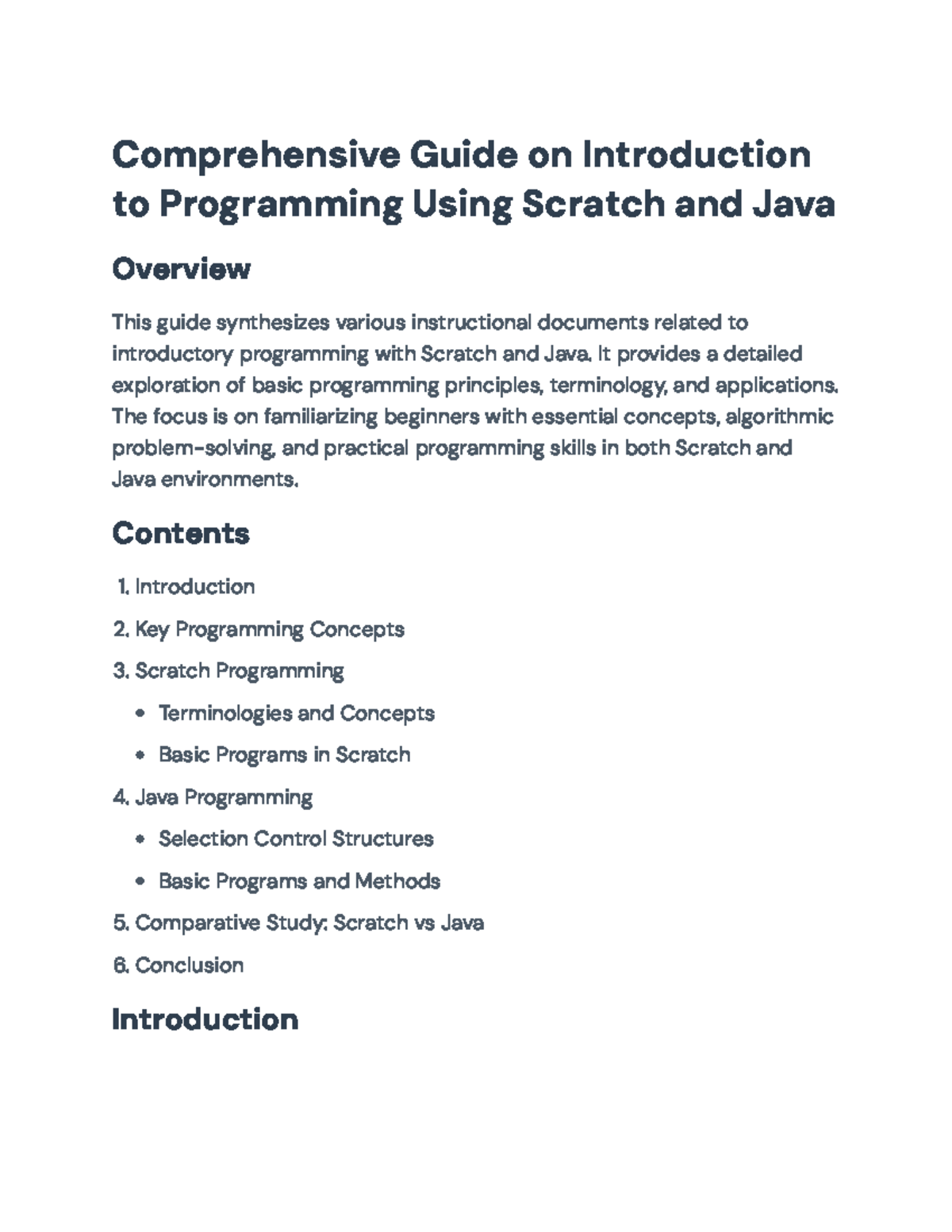 Comprehensive Guide to Introductory Programming with Scratch & Java ...