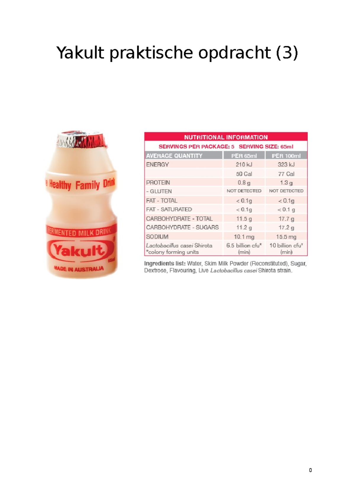 Yakult Practicum 3: Onderzoek naar Bacteriën en Gezondheid - Studeersnel