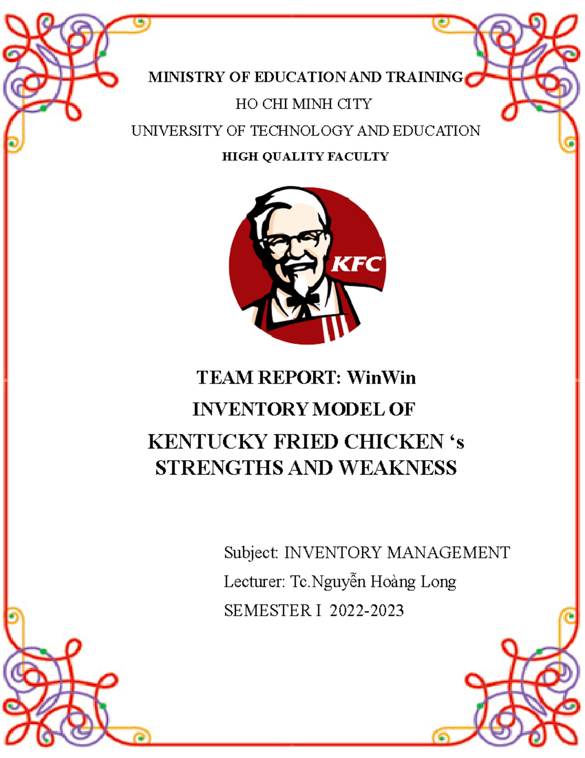 KTCM121: Inventory Management Report on KFC's Strengths & Weaknesses ...