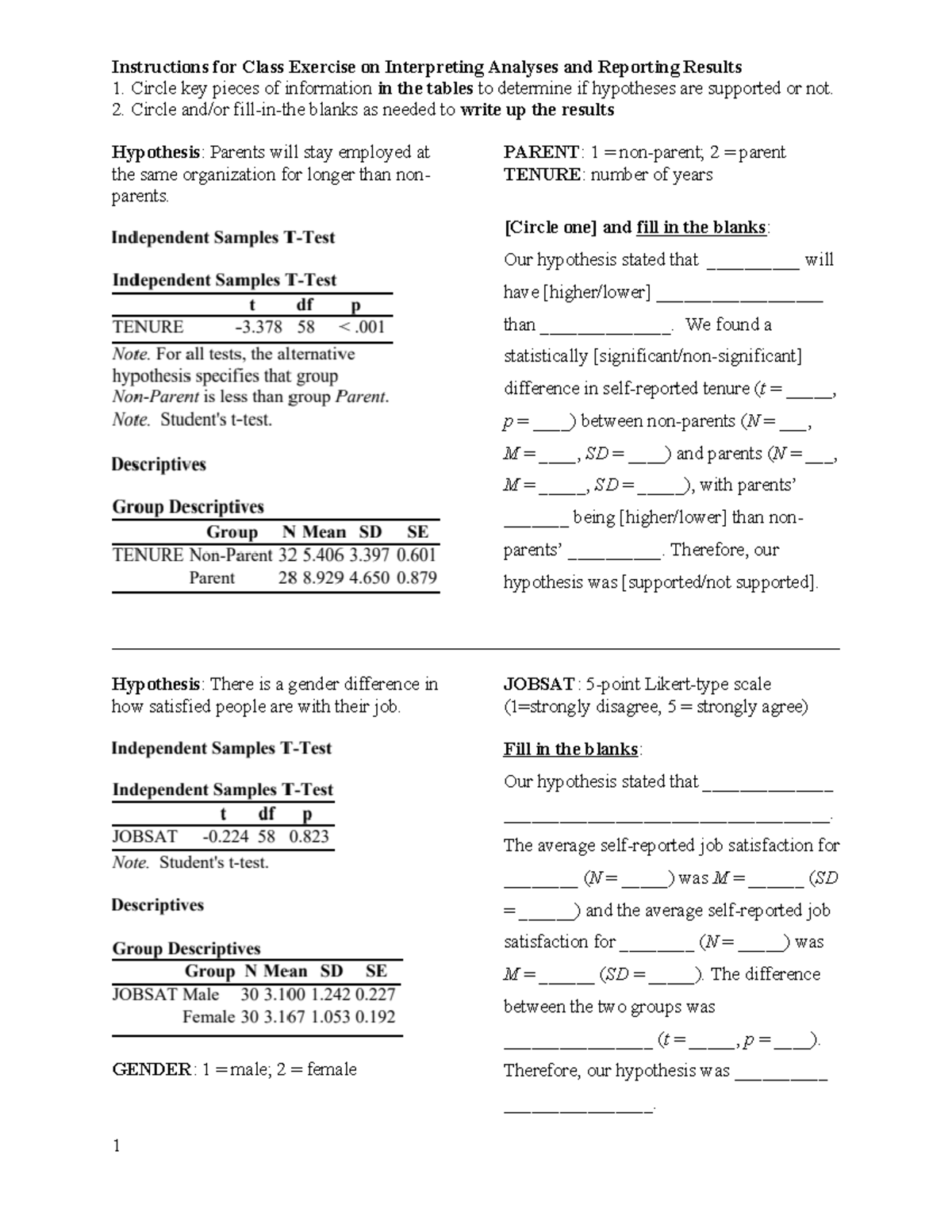 Data Collection Exercise: Analyzing Hypotheses and Results - Studocu