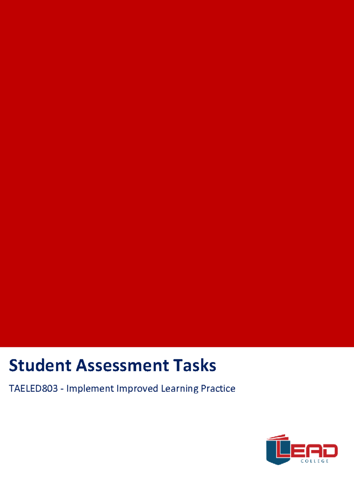 TAELED80 3 Student Assessment Tasks: Research Report & Project ...