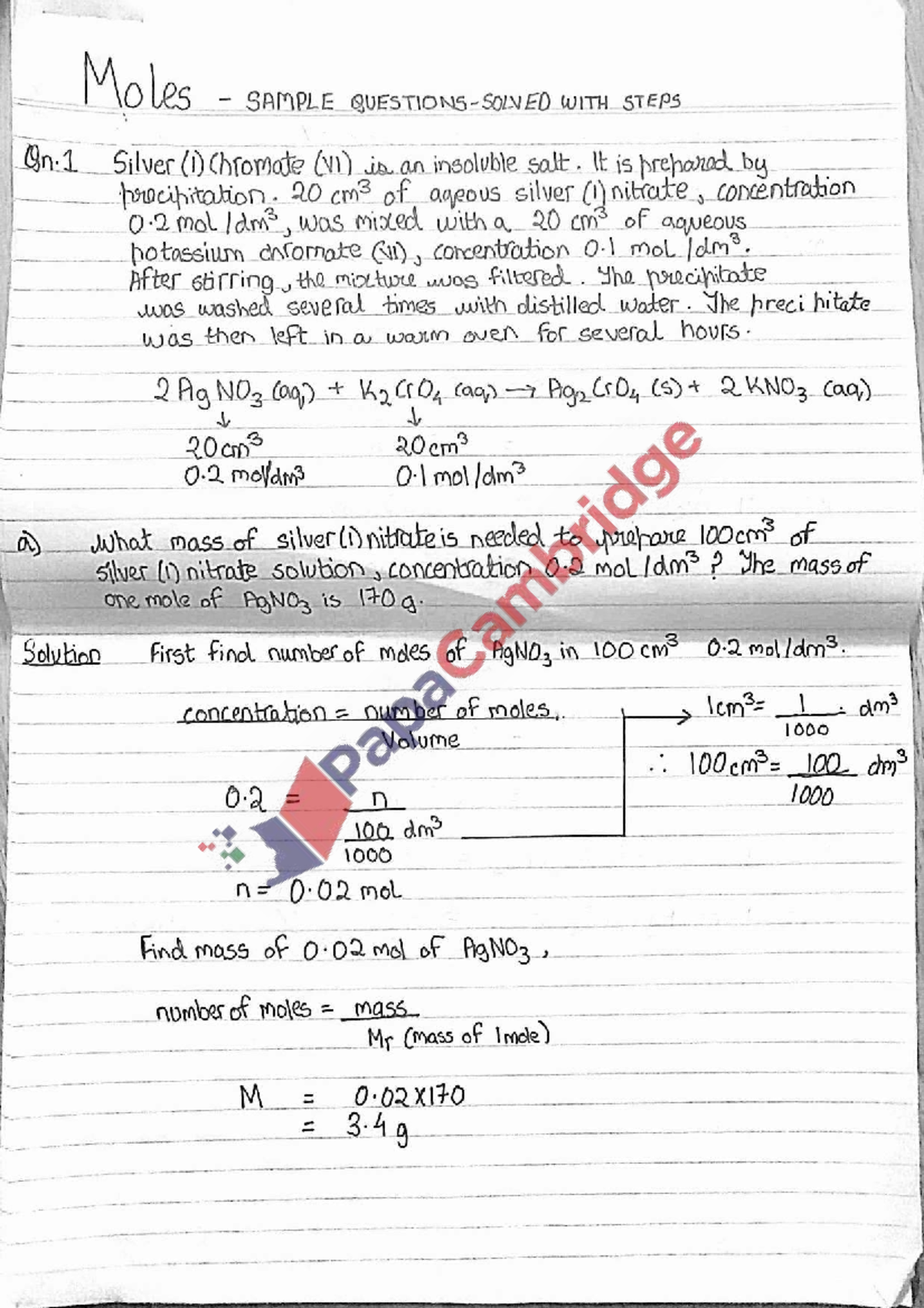MOLQS Revision: Moles Questions for Level 1 Students - Studocu