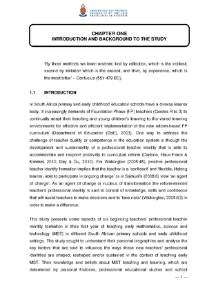 Teacher Identity Formation & Professional Development in South Africa ...
