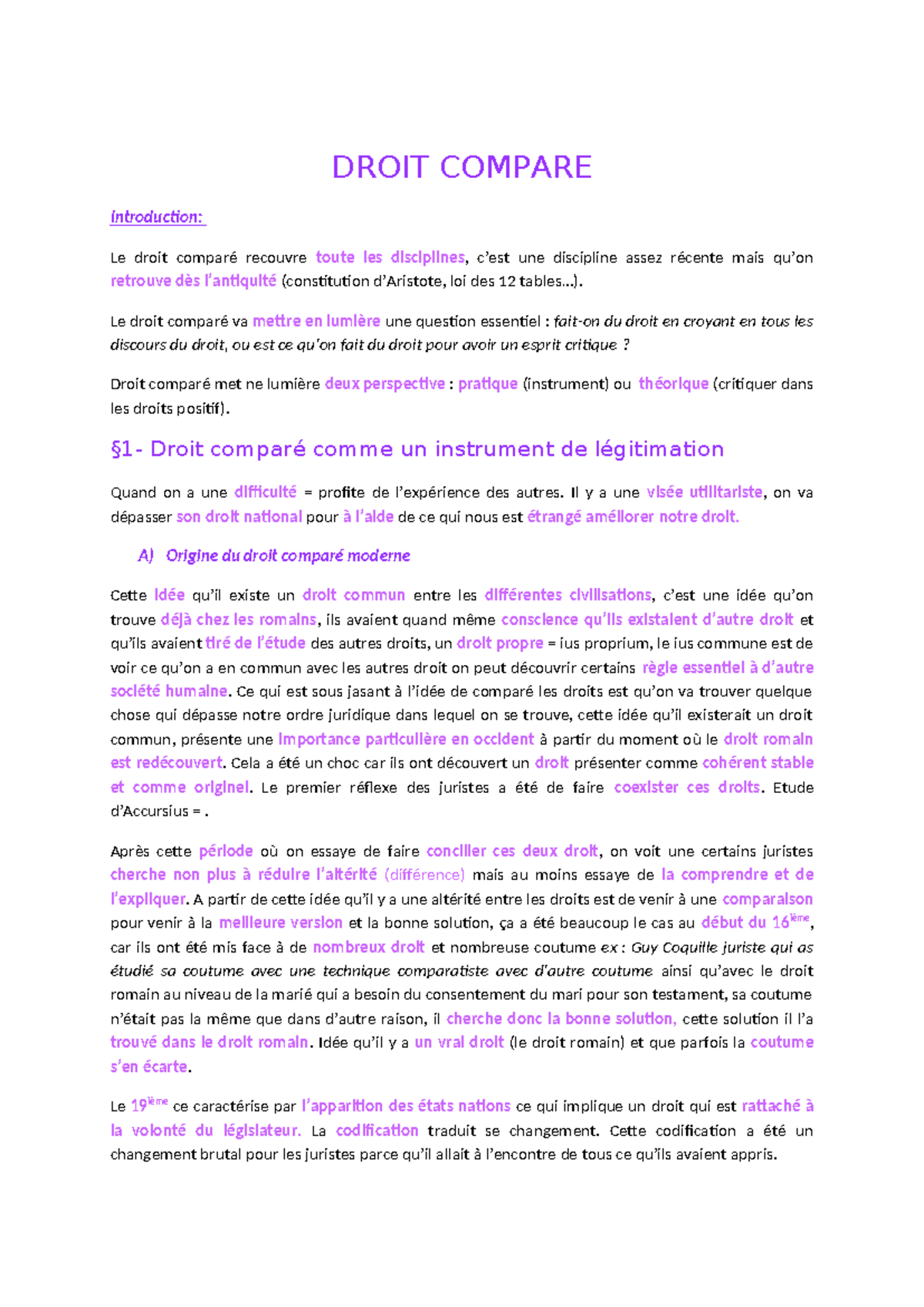 Droit Compare - DROIT COMPARE Introduction: Le droit comparé recouvre ...