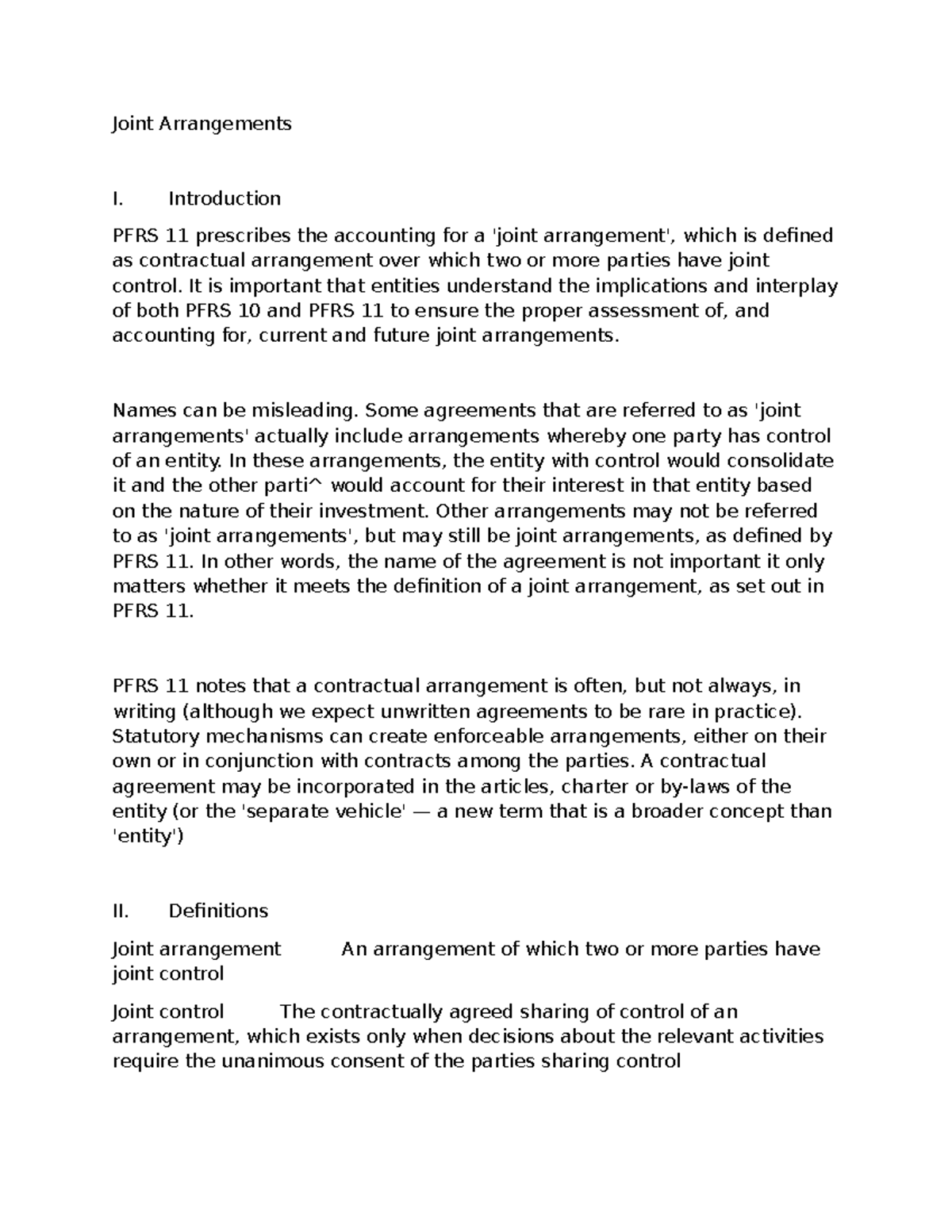Joint Arrangements in Advanced Financial Accounting (ACC 403) - Studocu