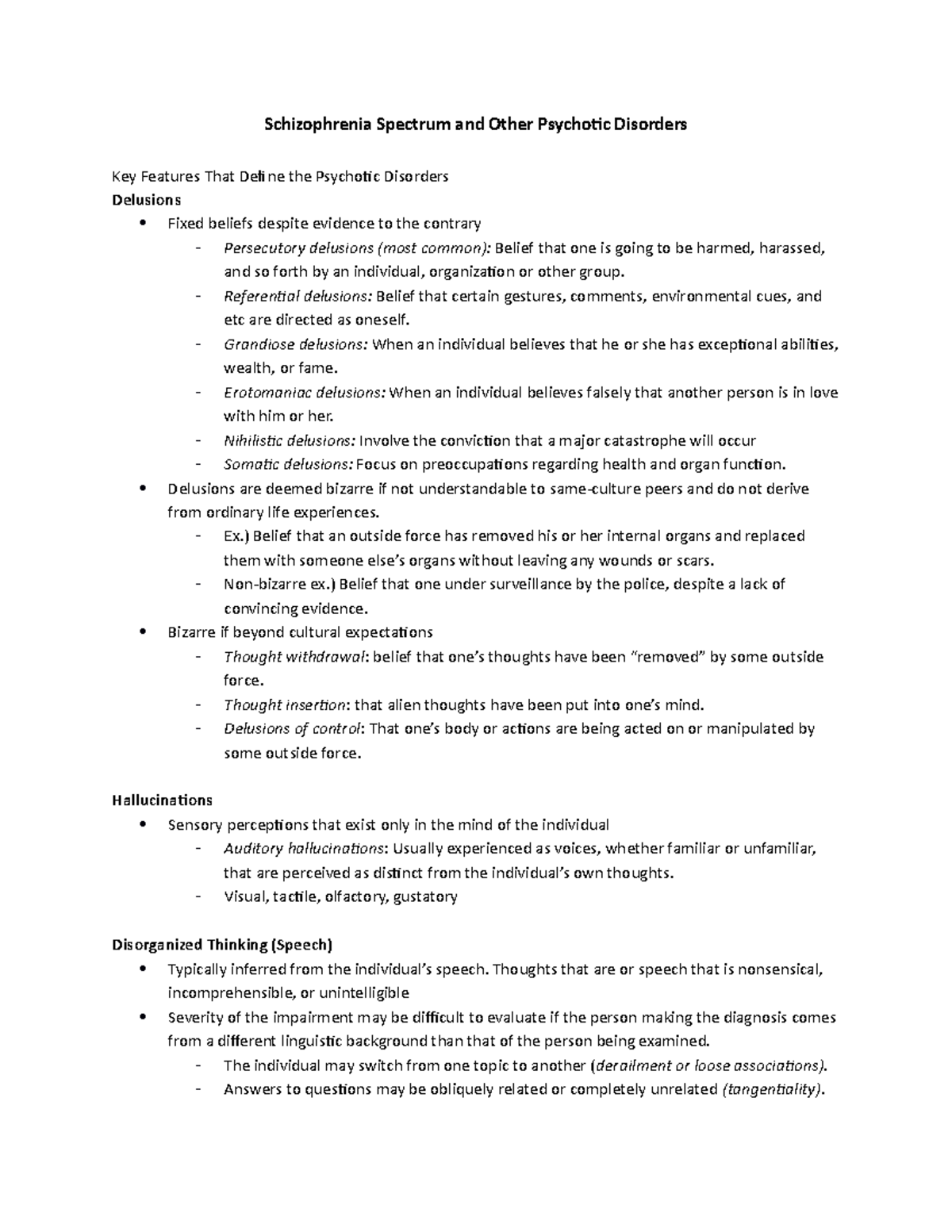 Schizophrenia Spectrum and Other Psychotic Disorders - Referential ...